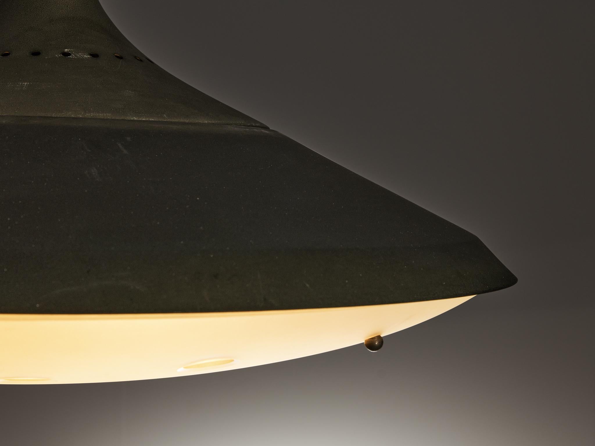 Lámpara de cristal satinado y latón Max Ingrand para Fontana Arte Latón en venta