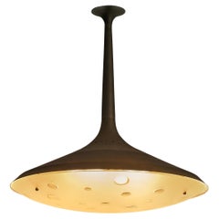 Max Ingrand for Fontana Arte Chandelier in Satin Crystal and Brass