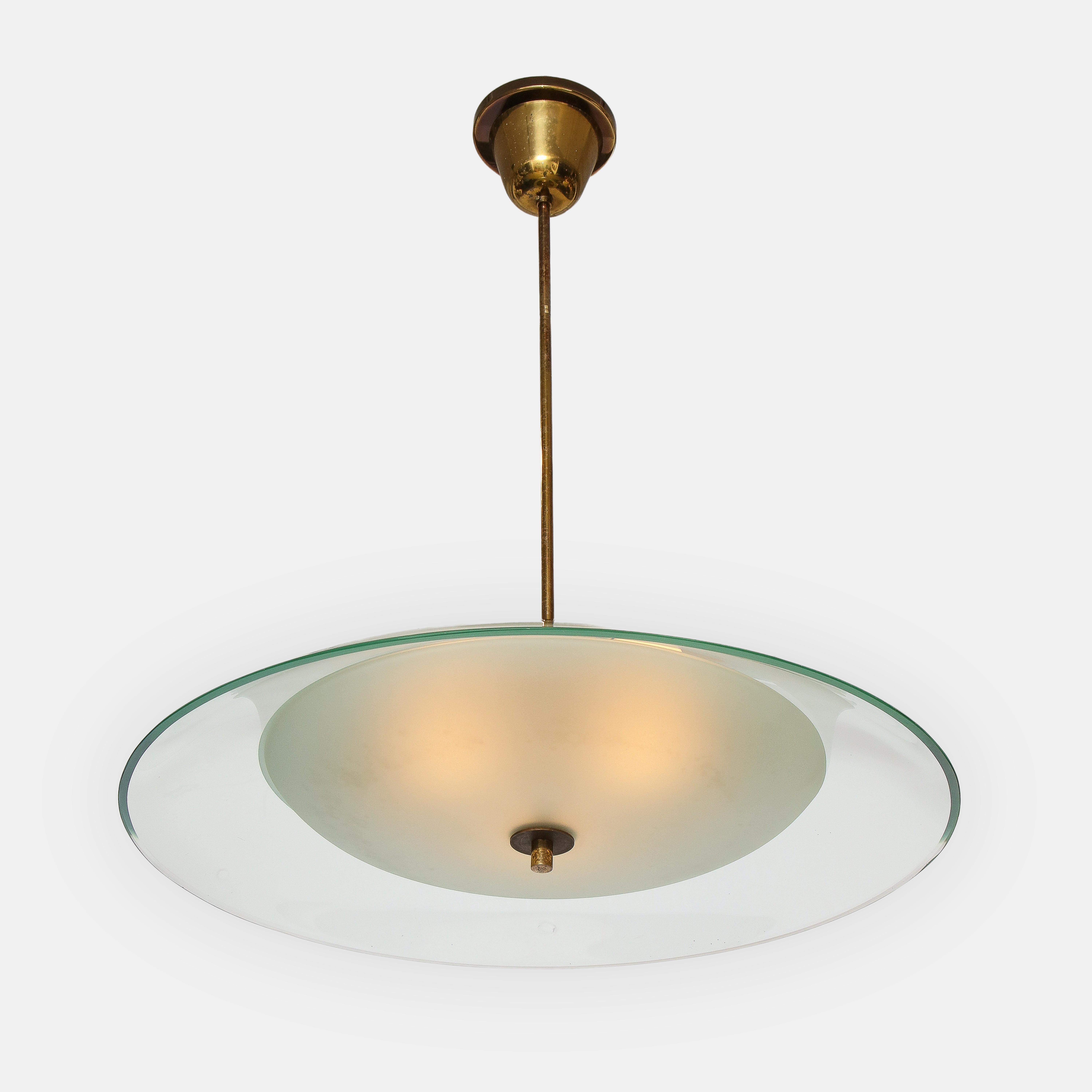 Mid-Century moderno Max Ingrand per Fontana Arte Lampadario modello 1239 in vendita
