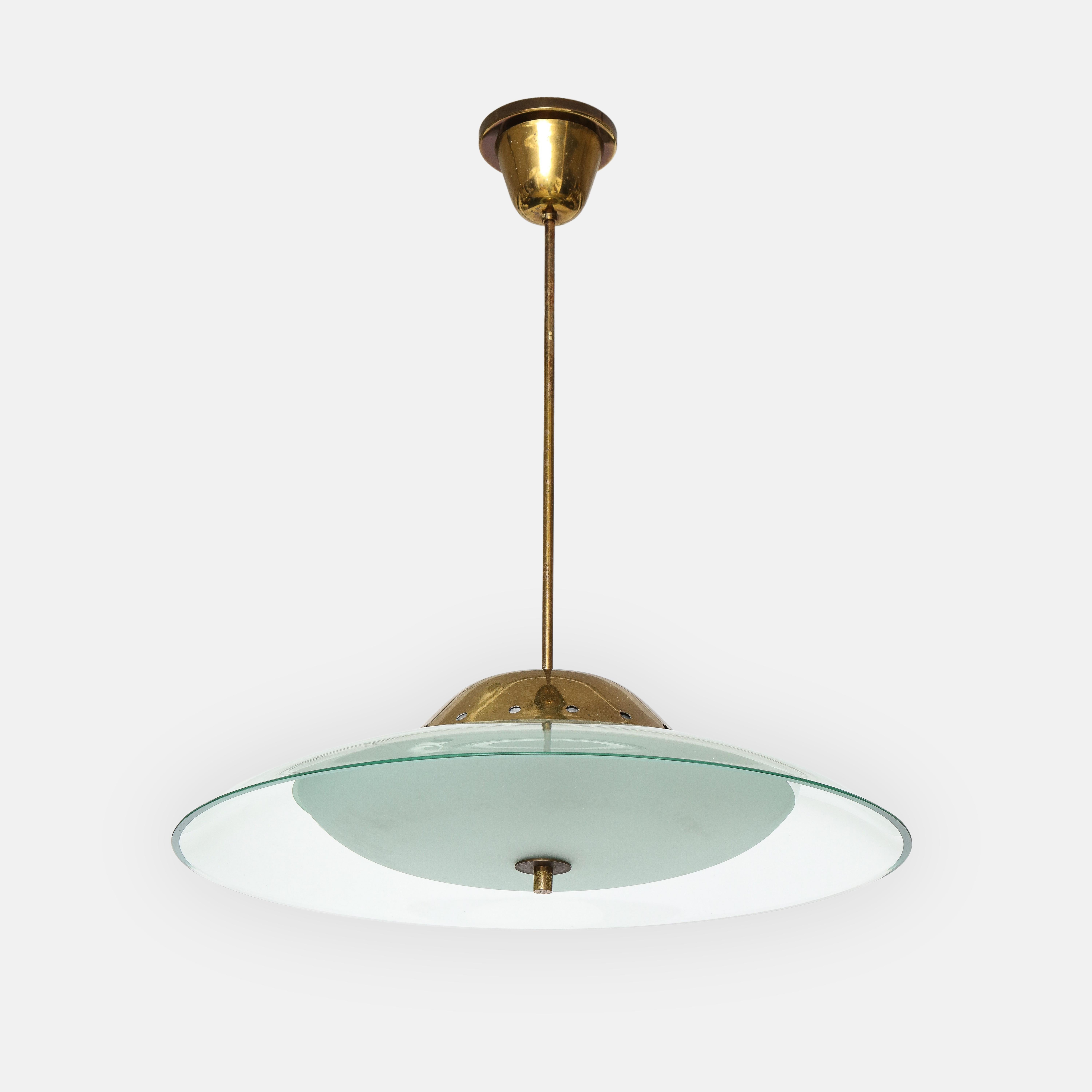 Satinato Max Ingrand per Fontana Arte Lampadario modello 1239 in vendita