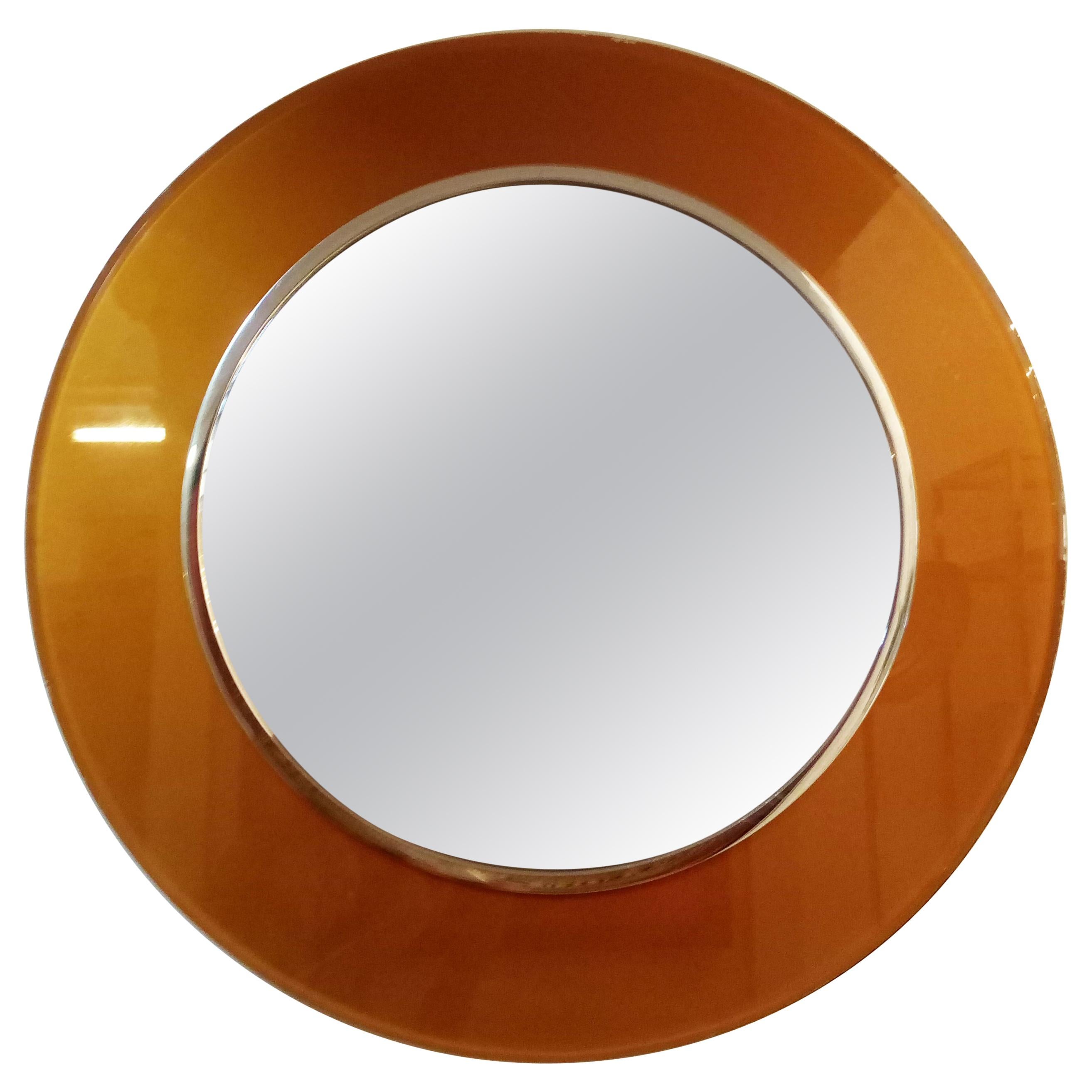 Max Ingrand for Fontana Arte Circular Glass Framed Mirror, Model 2383, Italy