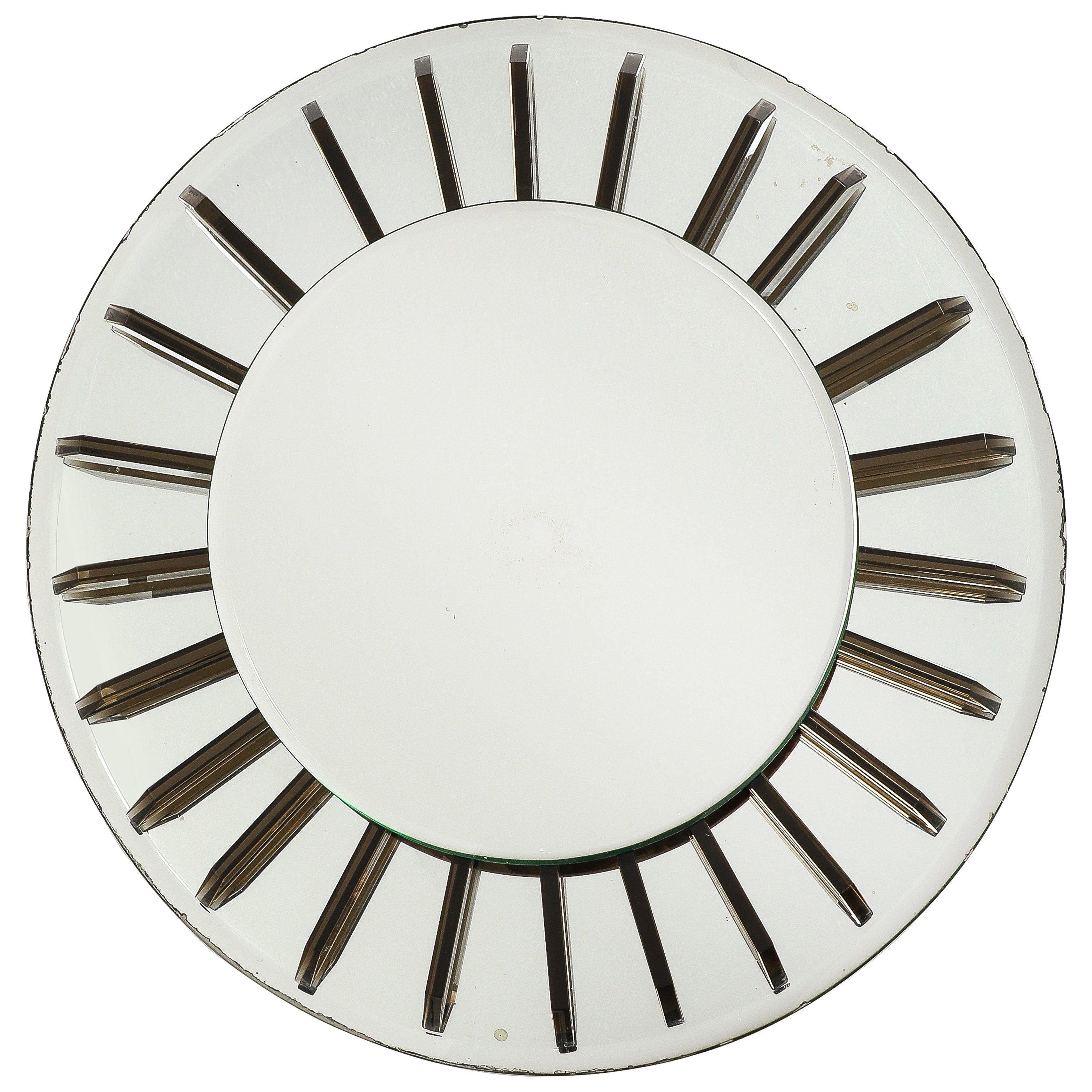Fontana Arte Circular Glass Wall Mirror, circa 1955