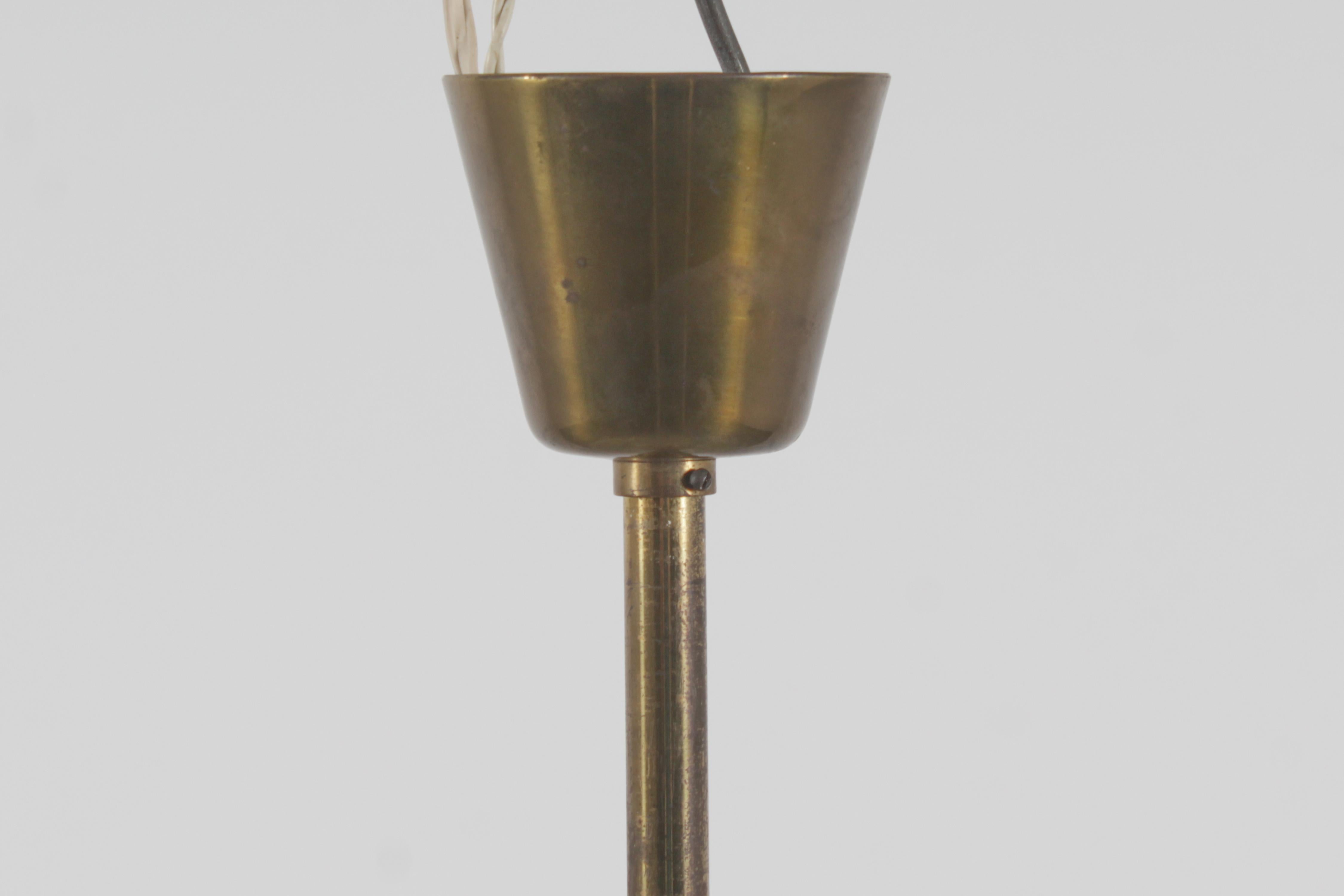 Max Ingrand for Fontana Arte Engraved Glass and Brass Chandelier 40s Italy 1
