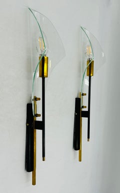 Max Ingrand for Fontana Arte Glass Wall Sconces, circa 1960