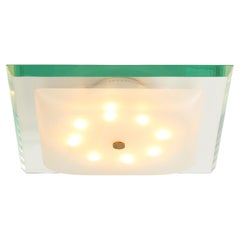 Max Ingrand for Fontana Arte Large Square Glass Flush Mount Model 1990