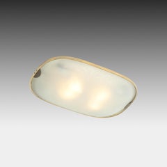 Max Ingrand Fontana Arte Oval Etched Glass Flush Mount Ceiling Light Model 1990