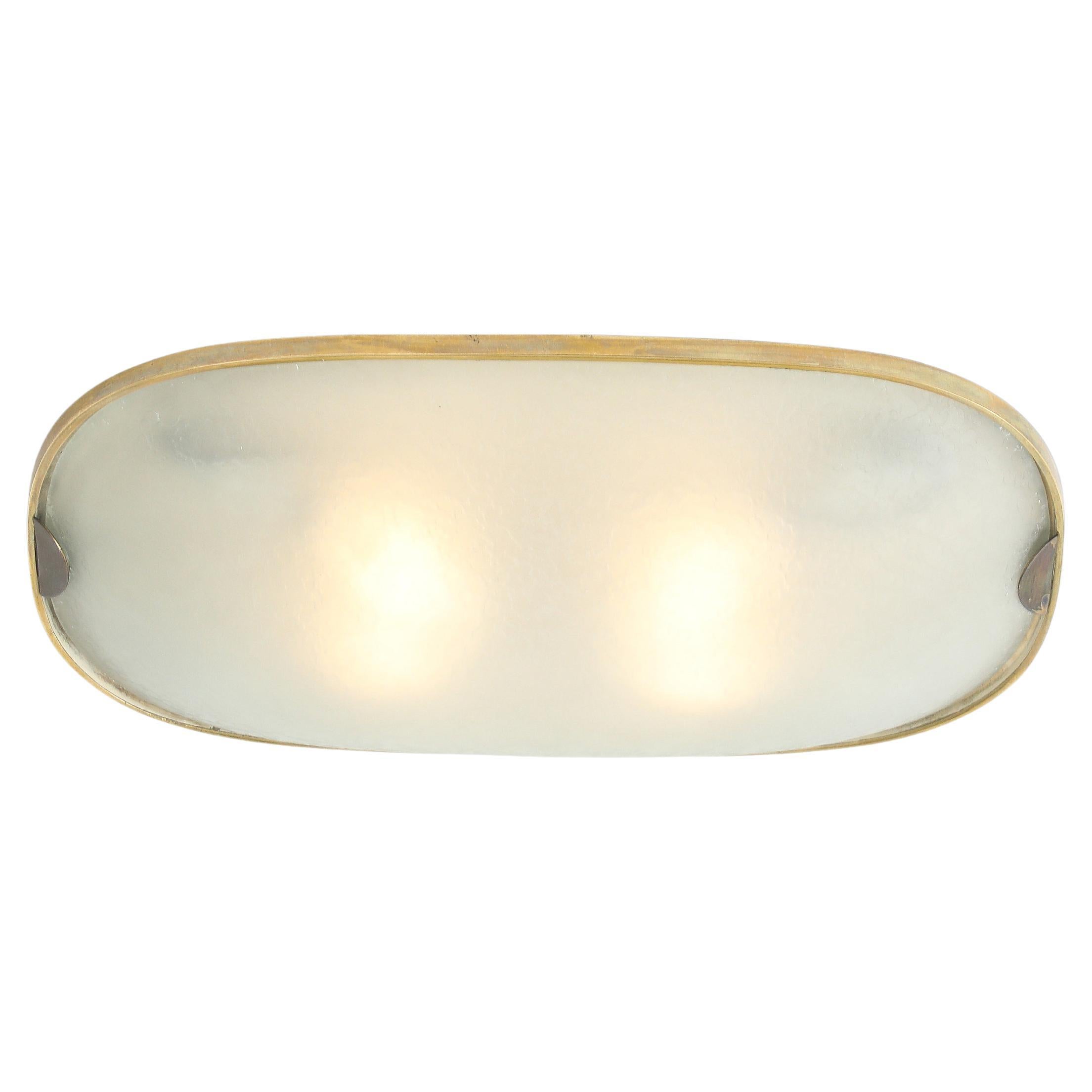 Max Ingrand for Fontana Arte Oval Glass Flush Mount Ceiling Light Model 1990