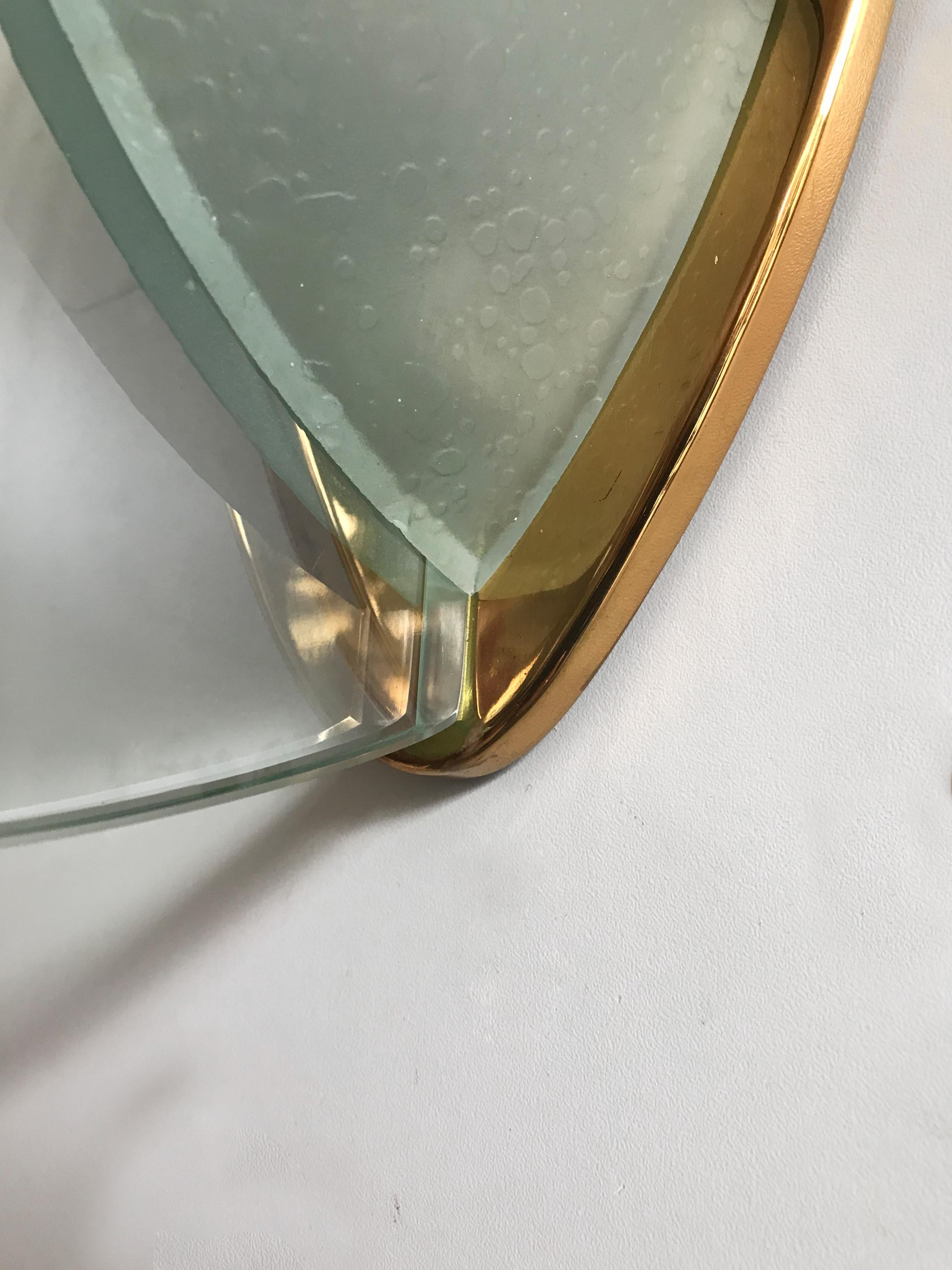 Max Ingrand for Fontana Arte Midcentury Brass Glass Sconce Wall Lamp Italy 1960s 4