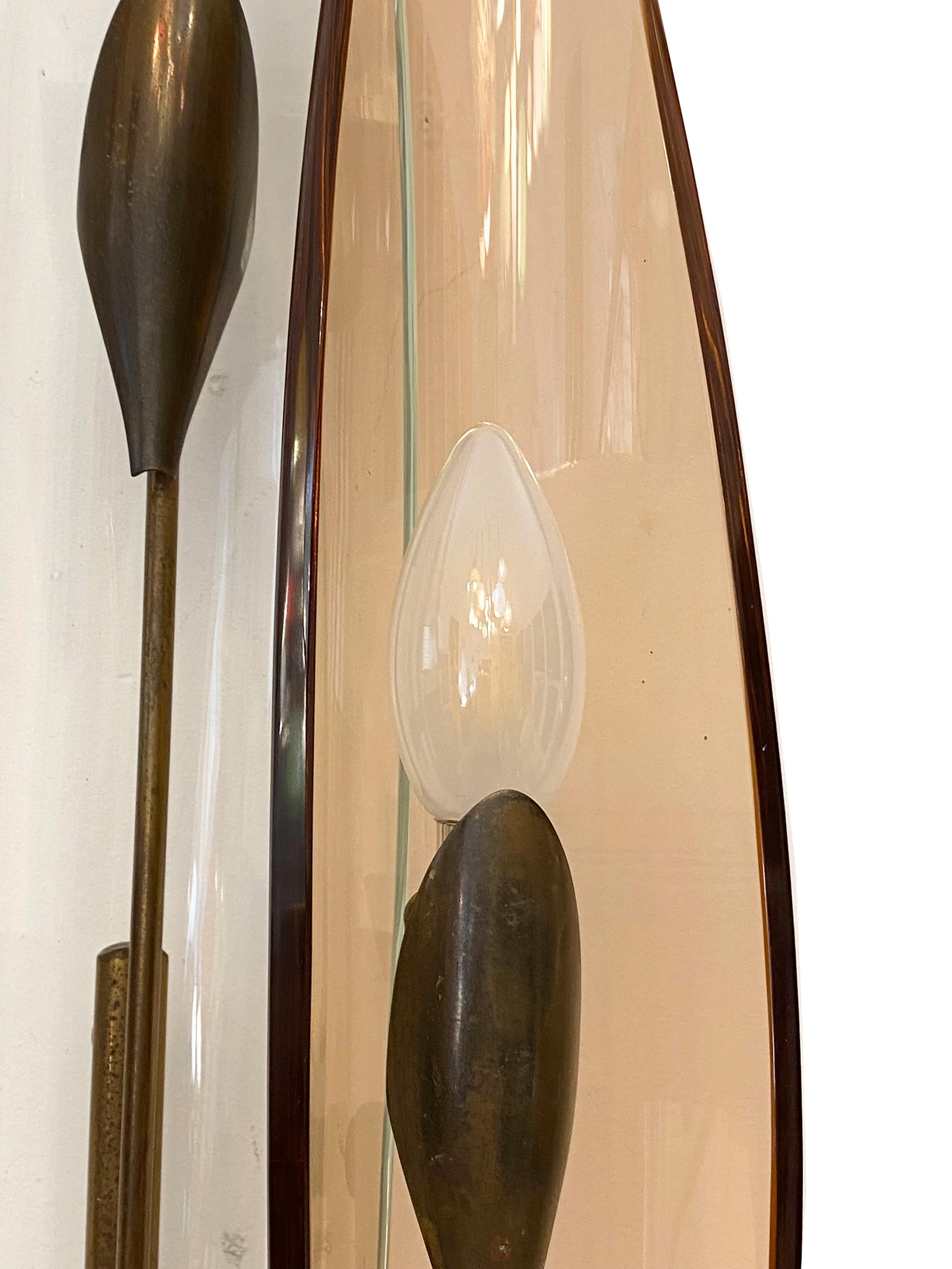 Mid-Century Modern Max Ingrand for Fontana Arte Pair of Dahlia Sconces, Italy, 1950s