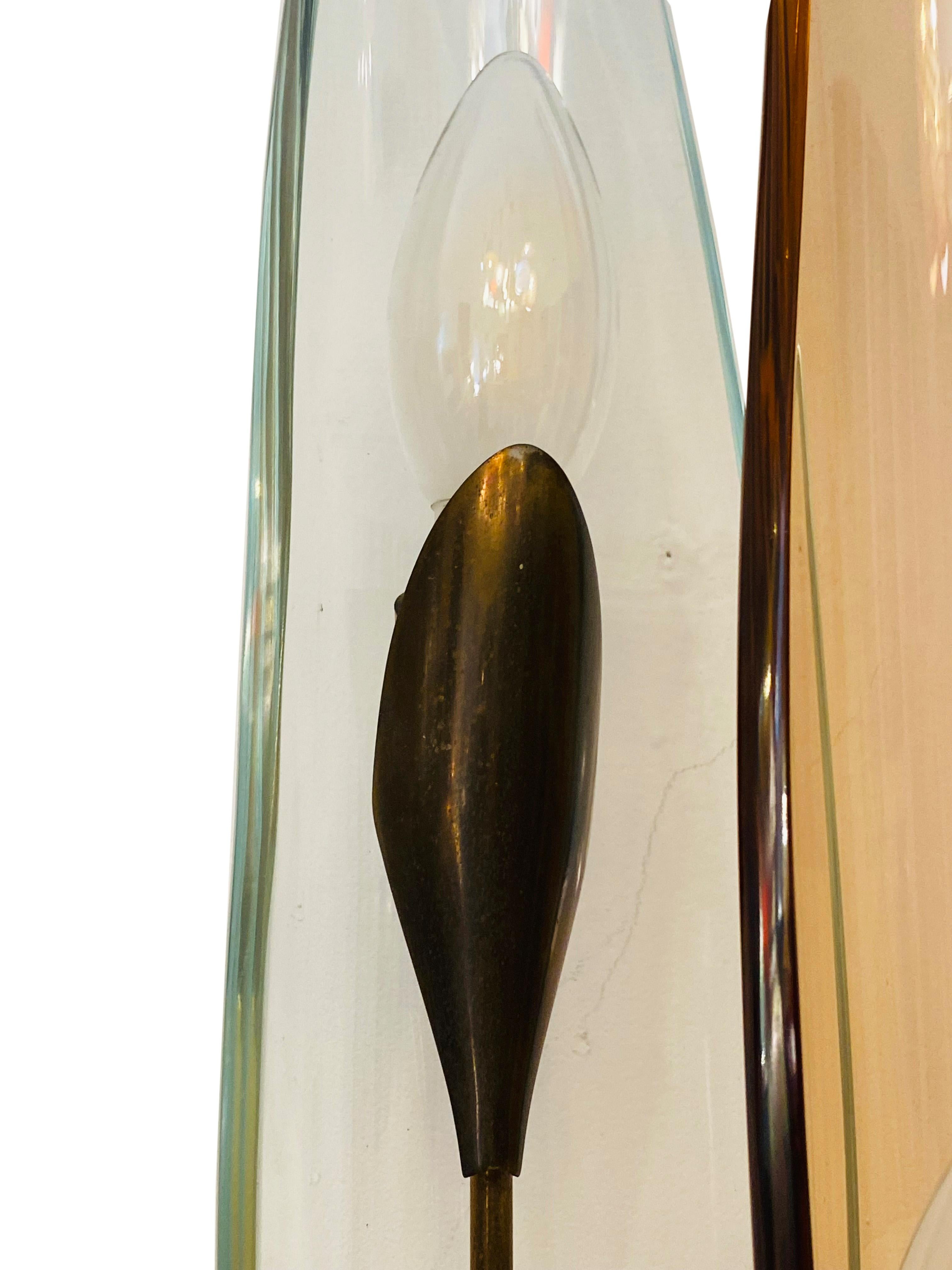 Max Ingrand for Fontana Arte Pair of Dahlia Sconces, Italy, 1950s In Good Condition In Naples, IT