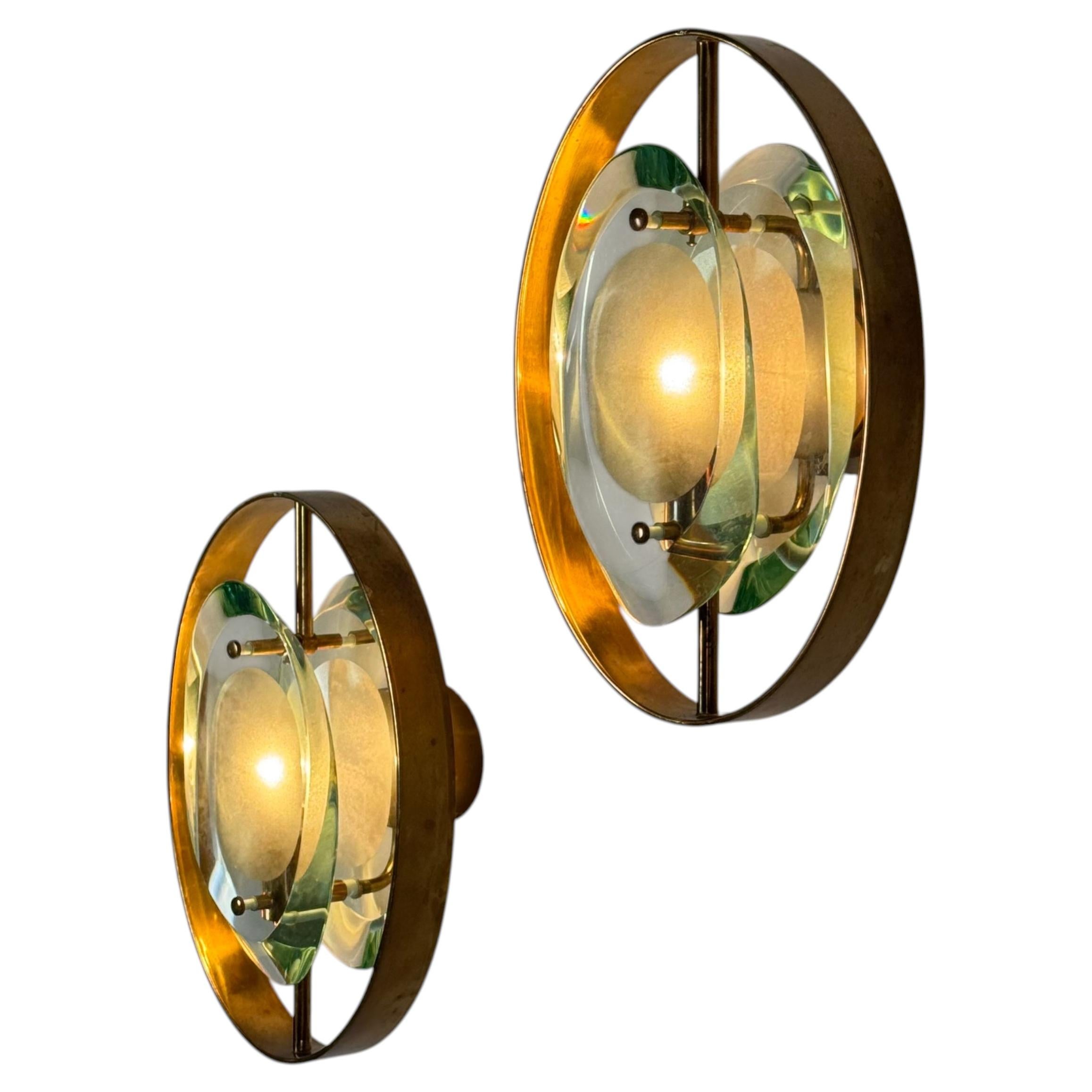 Max Ingrand for Fontana Arte, Pair of ‘Micro’ Sconces, Model 2240, 1950s, Signed