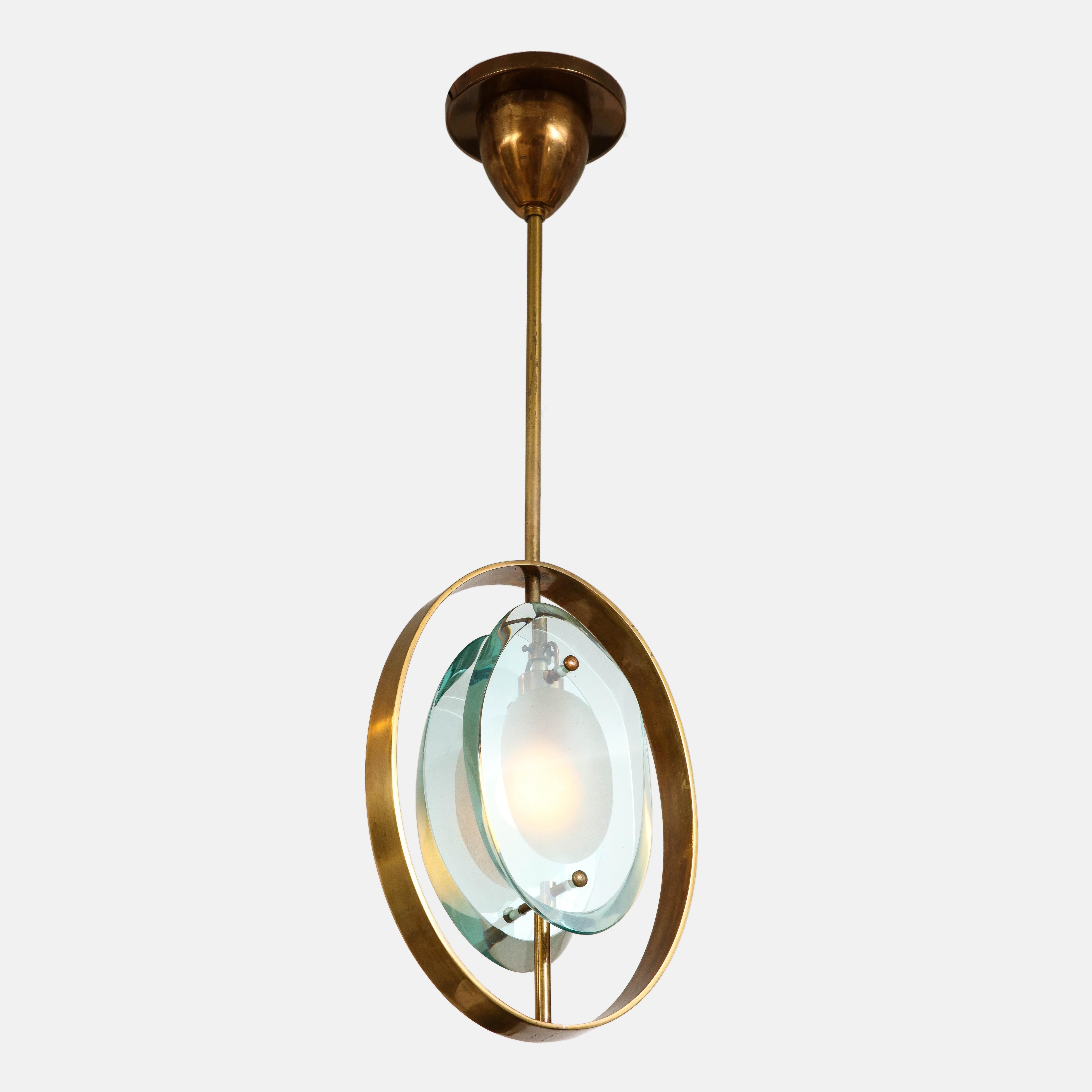 Satinato Max Ingrand per Fontana Arte Lampada a sospensione Modello 1933 in vendita