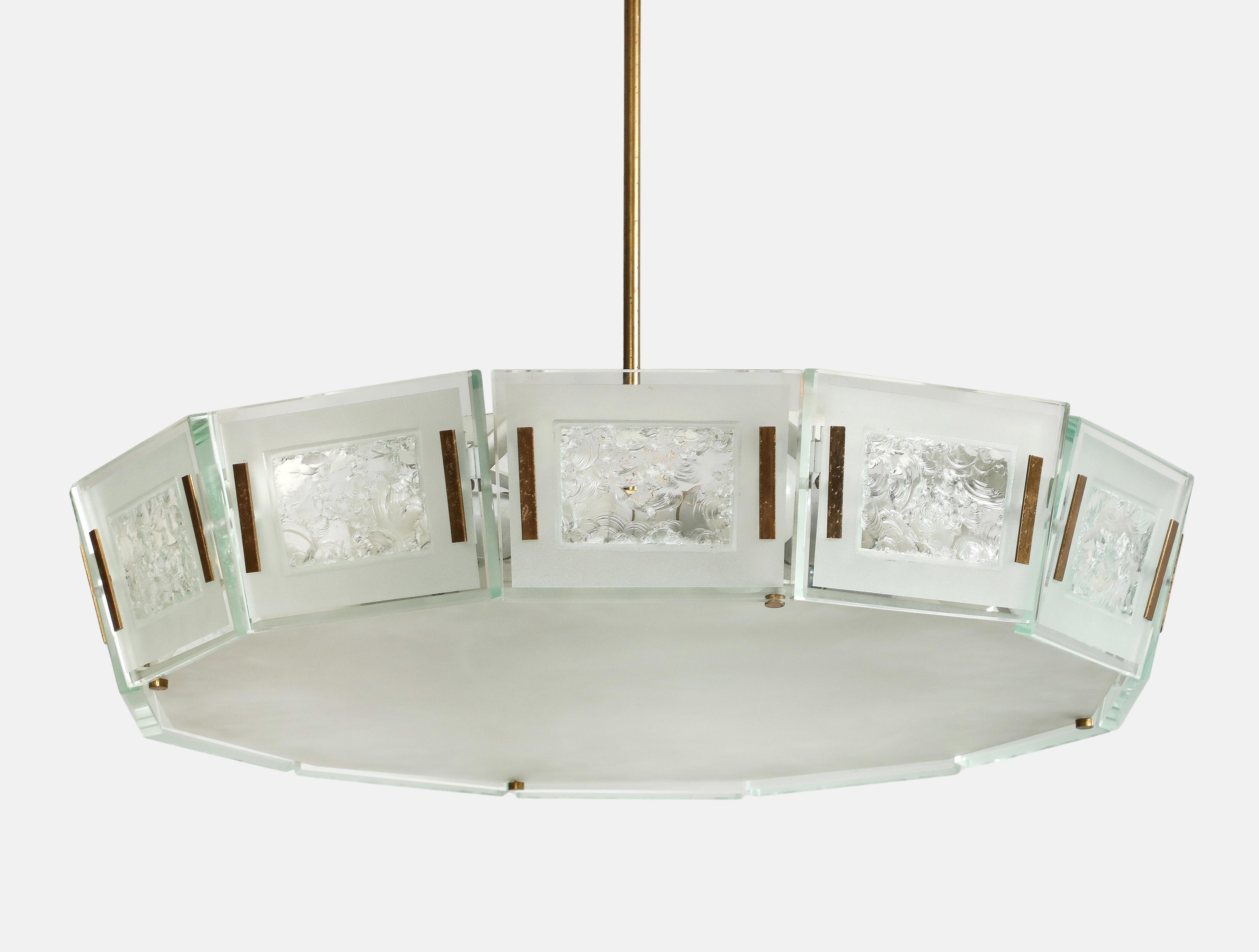 Max Ingrand per Fontana Arte Raro lampadario in cristallo Modello 2270 in vendita 1