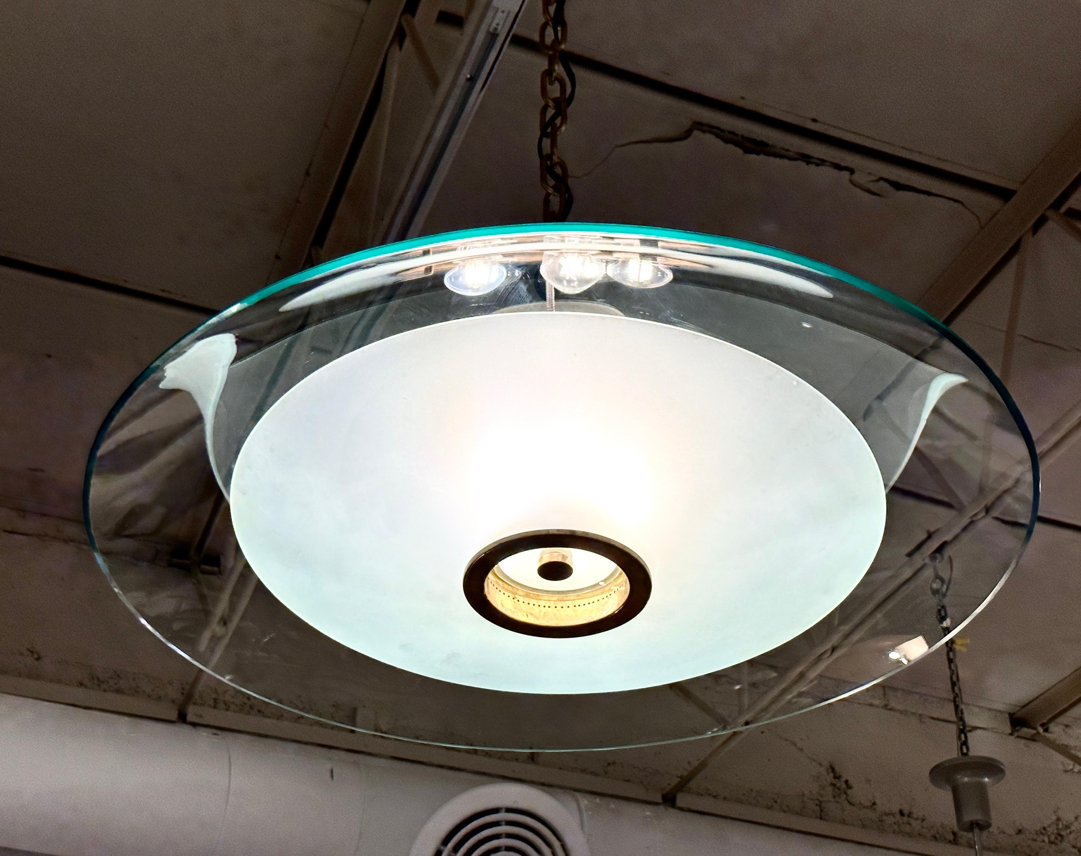 Mid-Century Modern Max Ingrand for Fontana Arte Rare Domed Flush Mount Ceiling Light For Sale