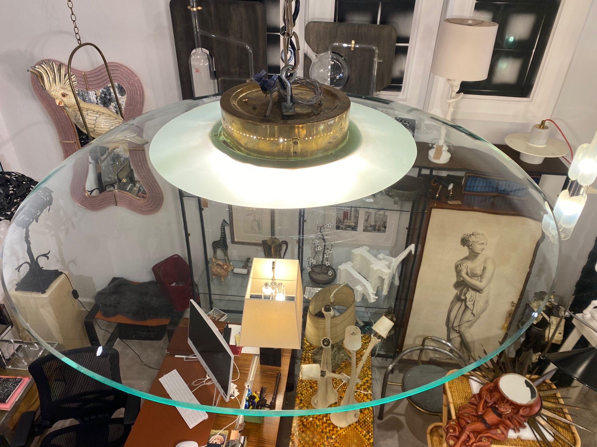 Max Ingrand for Fontana Arte Rare Domed Flush Mount Ceiling Light For Sale 1