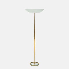 Lampadaire rare Max Ingrand pour Fontana Arte modèle 1692 en laiton et verre