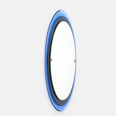 Max Ingrand for Fontana Arte Rare Oval Blue Crystal Mirror Model 2046, 1960s