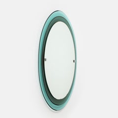 Max Ingrand for Fontana Arte Rare Oval Green Crystal Mirror Model 2046, 1960s