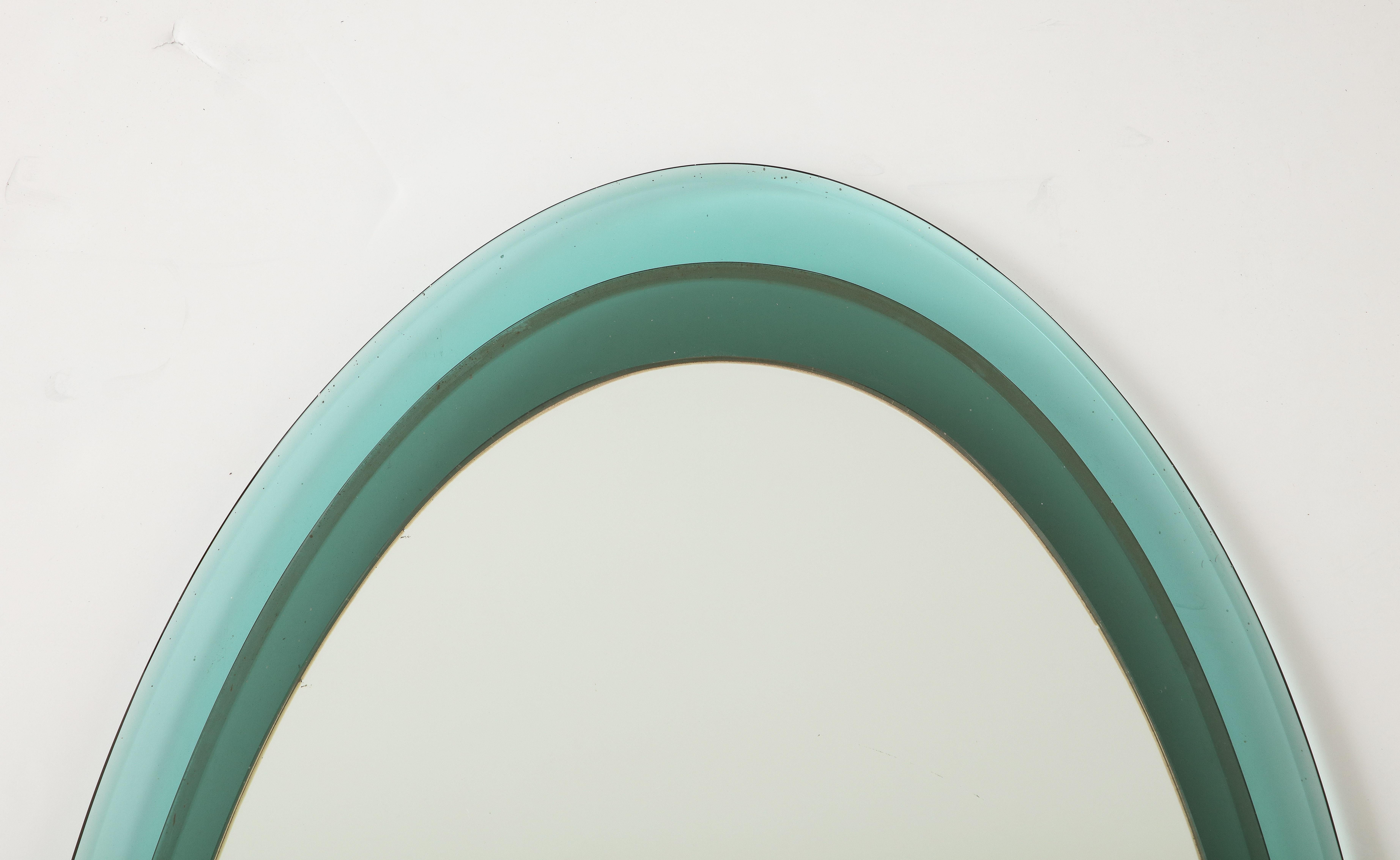 Italian Max Ingrand for Fontana Arte Rare Oval Crystal Mirror Model 2046 For Sale
