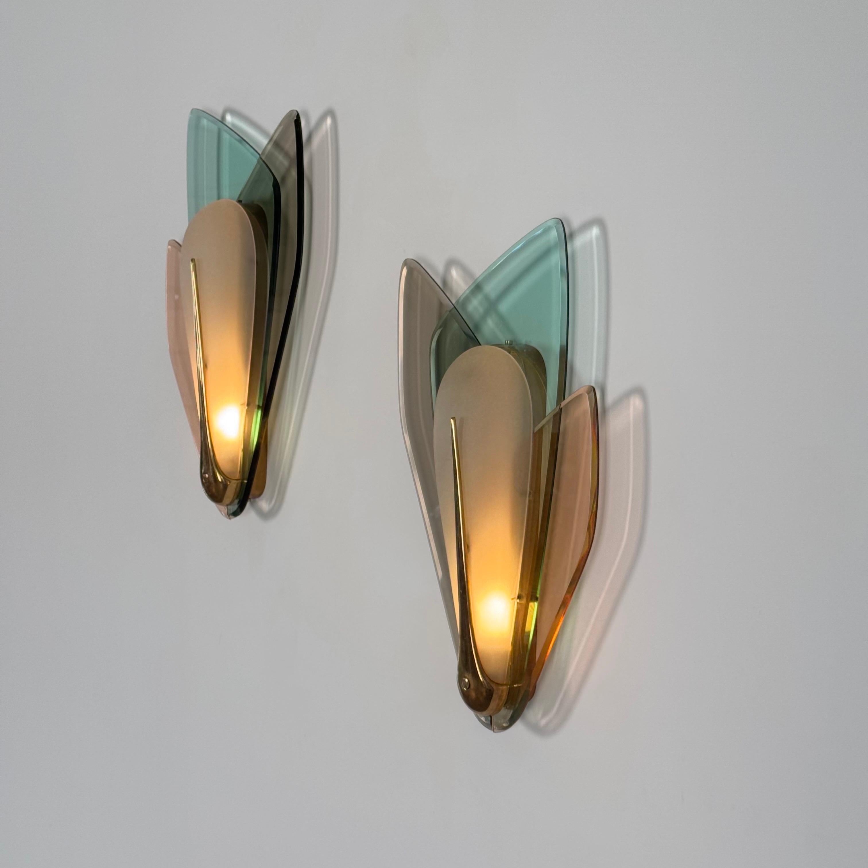 Max Ingrand para Fontana Arte, Raro par de grandes candelabros, Italia 1955 Italiano en venta