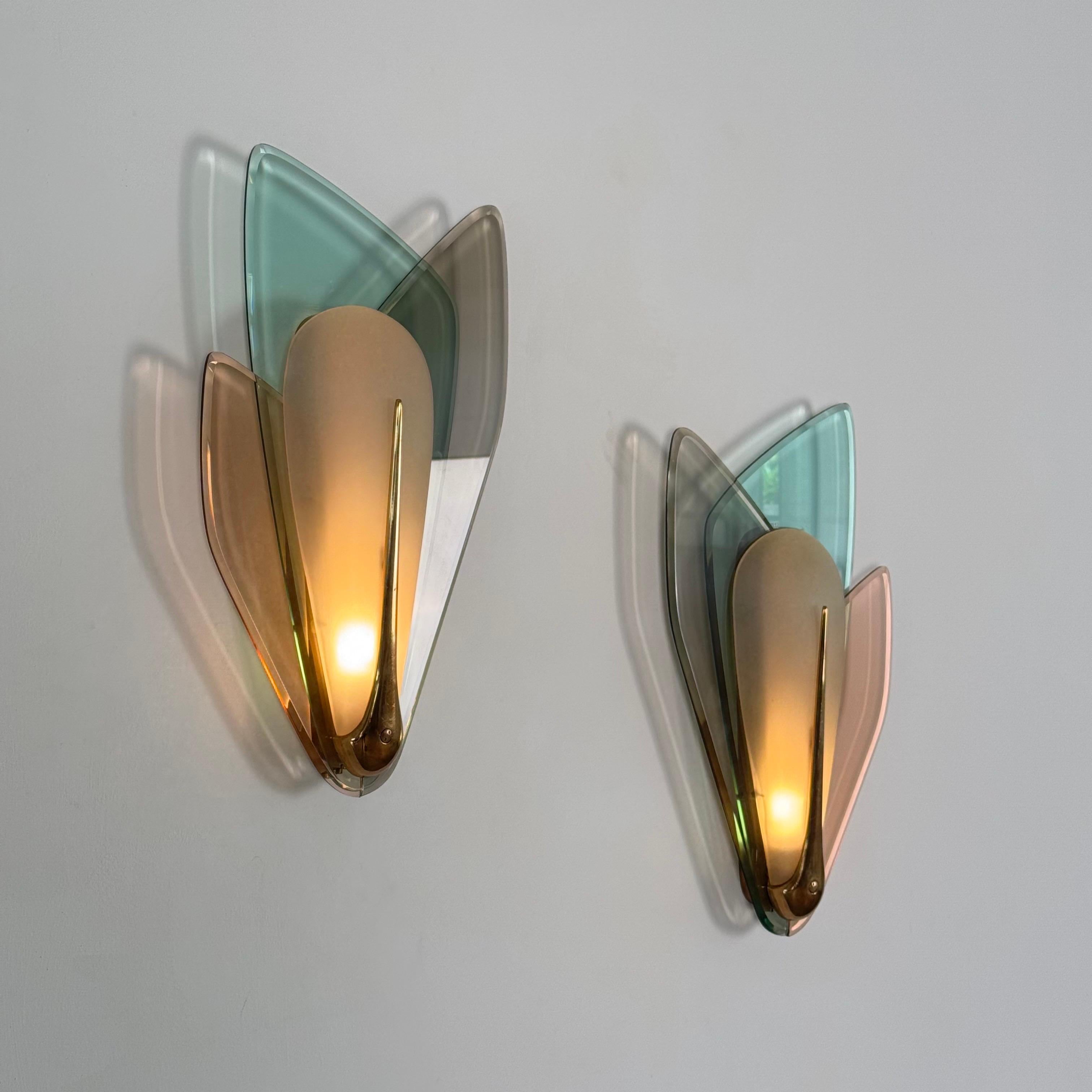Max Ingrand para Fontana Arte, Raro par de grandes candelabros, Italia 1955 en Bueno estado para la venta en Brescia, Brescia