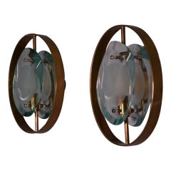 Max Ingrand for Fontana Arte Rare Pair of 'Micro' Sconces Model 2240 Signed