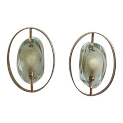 Max Ingrand for Fontana Arte Rare Pair of 'Micro' Sconces Model 2240 Signed