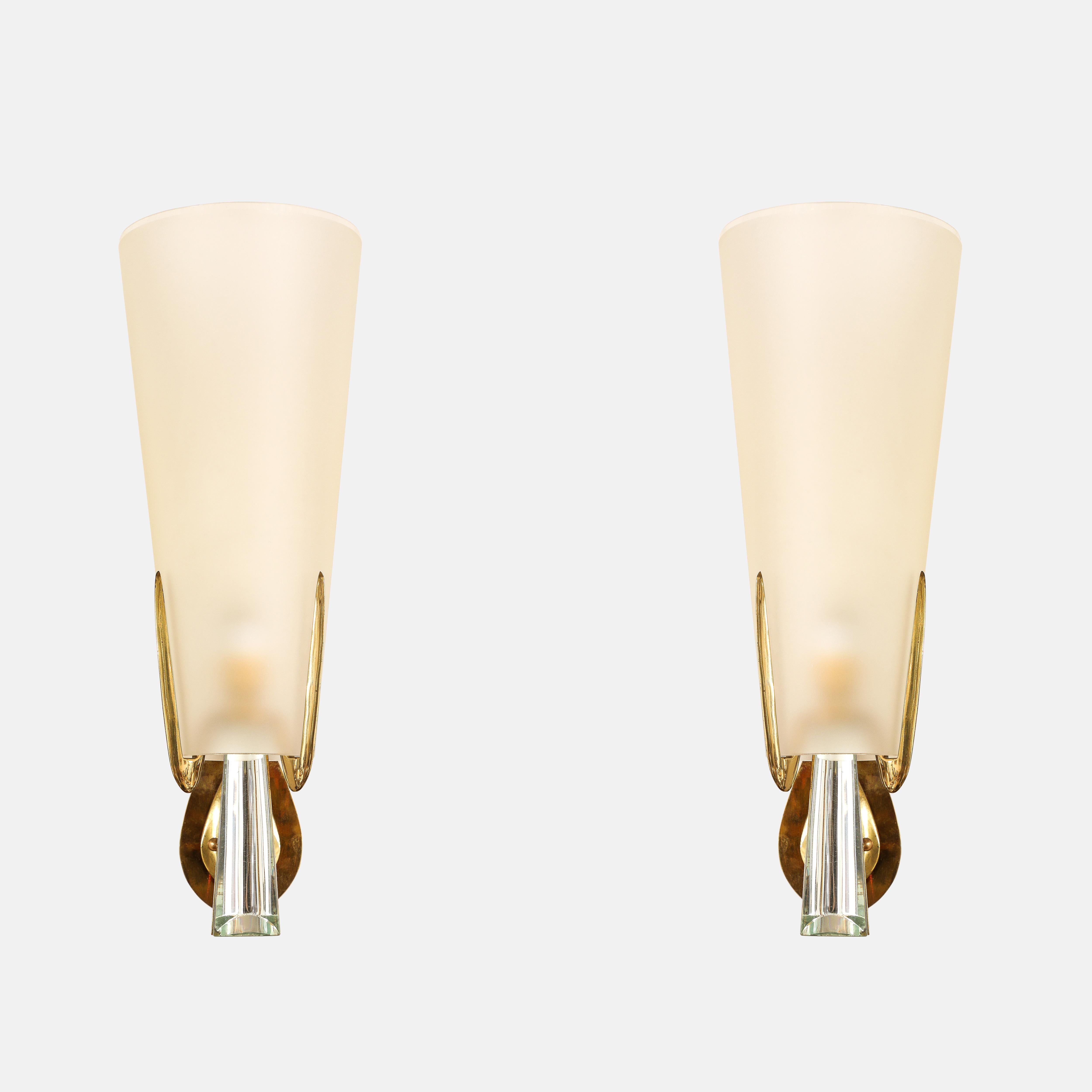 Paire d'appliques rares de Max Ingrand pour Fontana Arte en vente 1