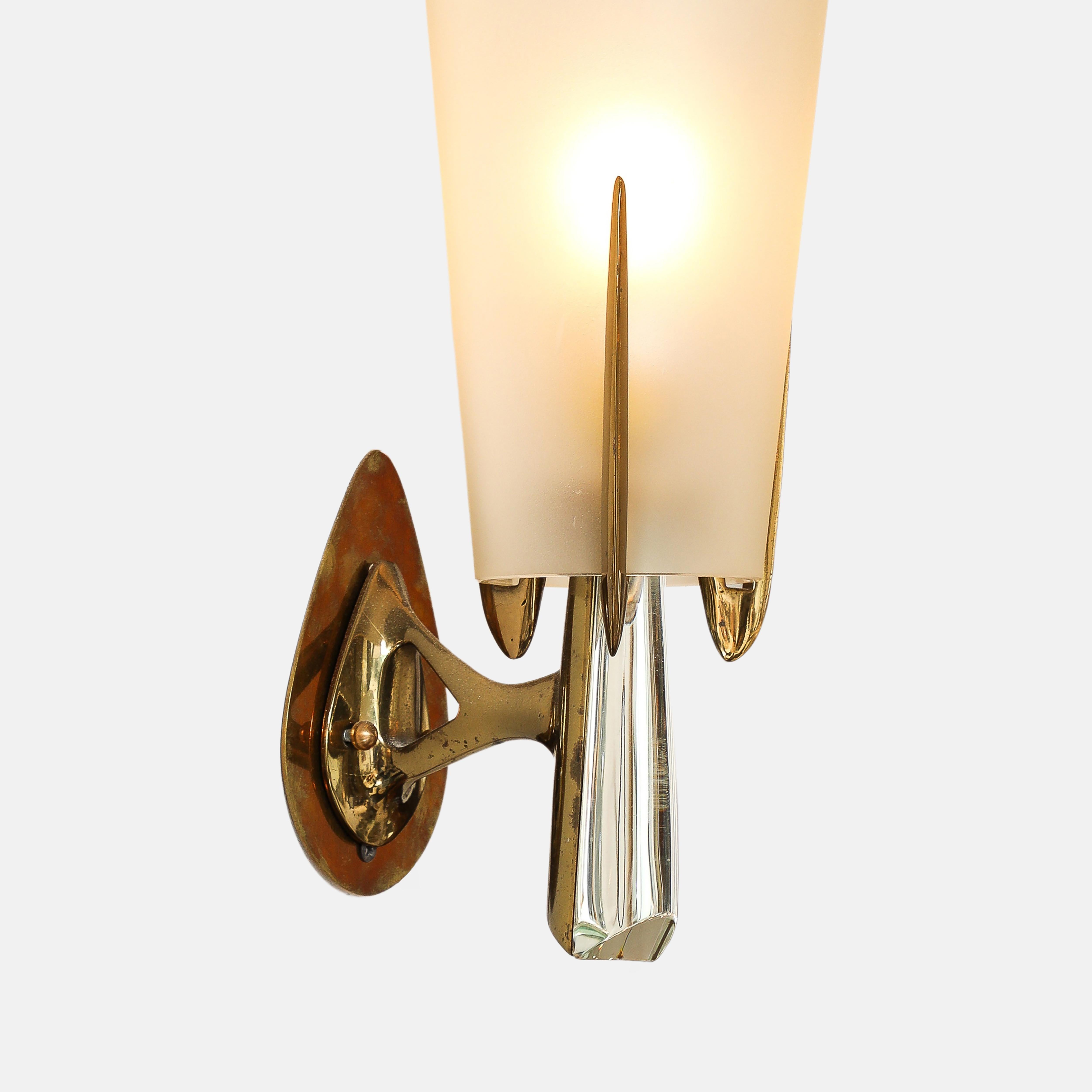 Paire d'appliques rares de Max Ingrand pour Fontana Arte en vente 7