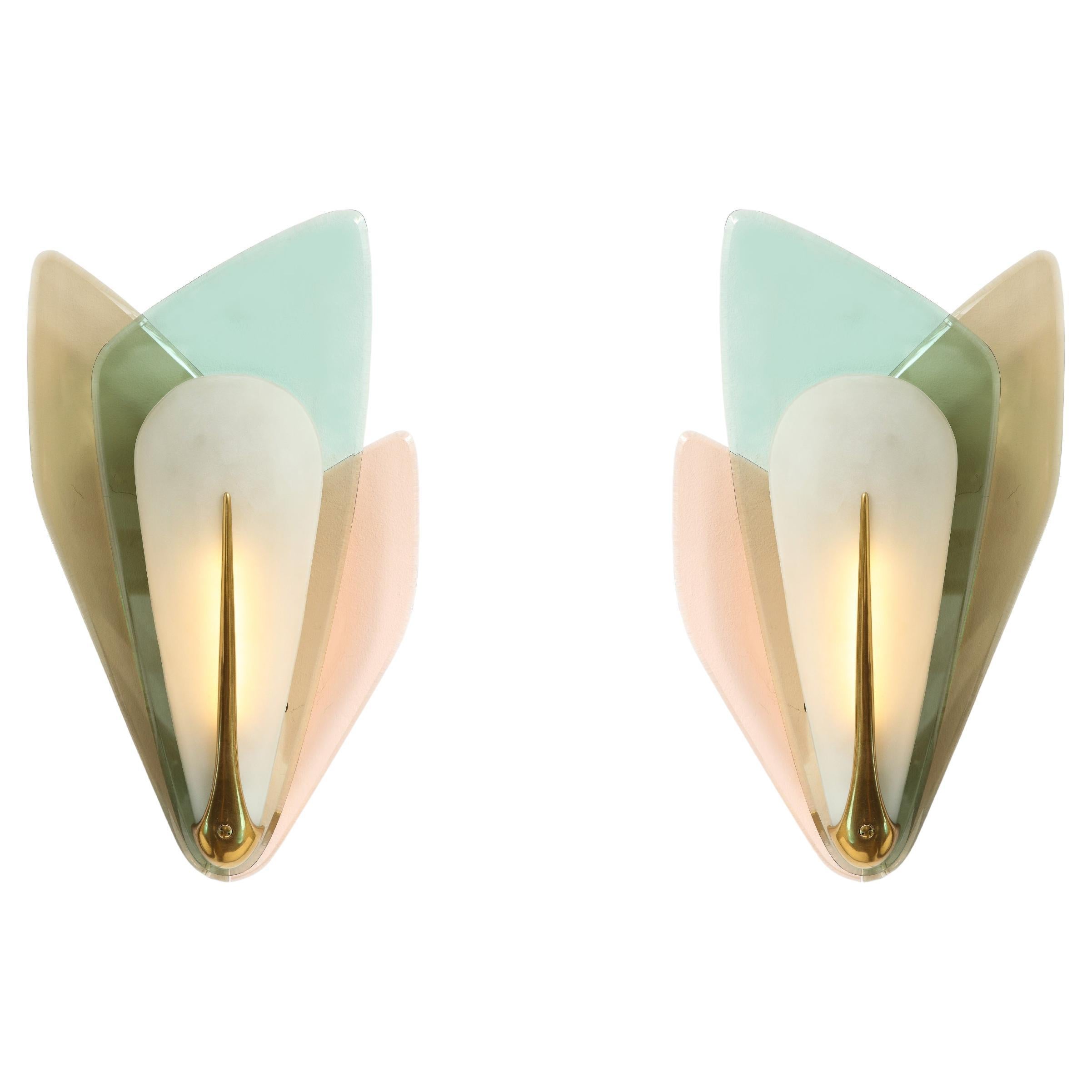 Max Ingrand for Fontana Arte Rare Pair of Sconces For Sale