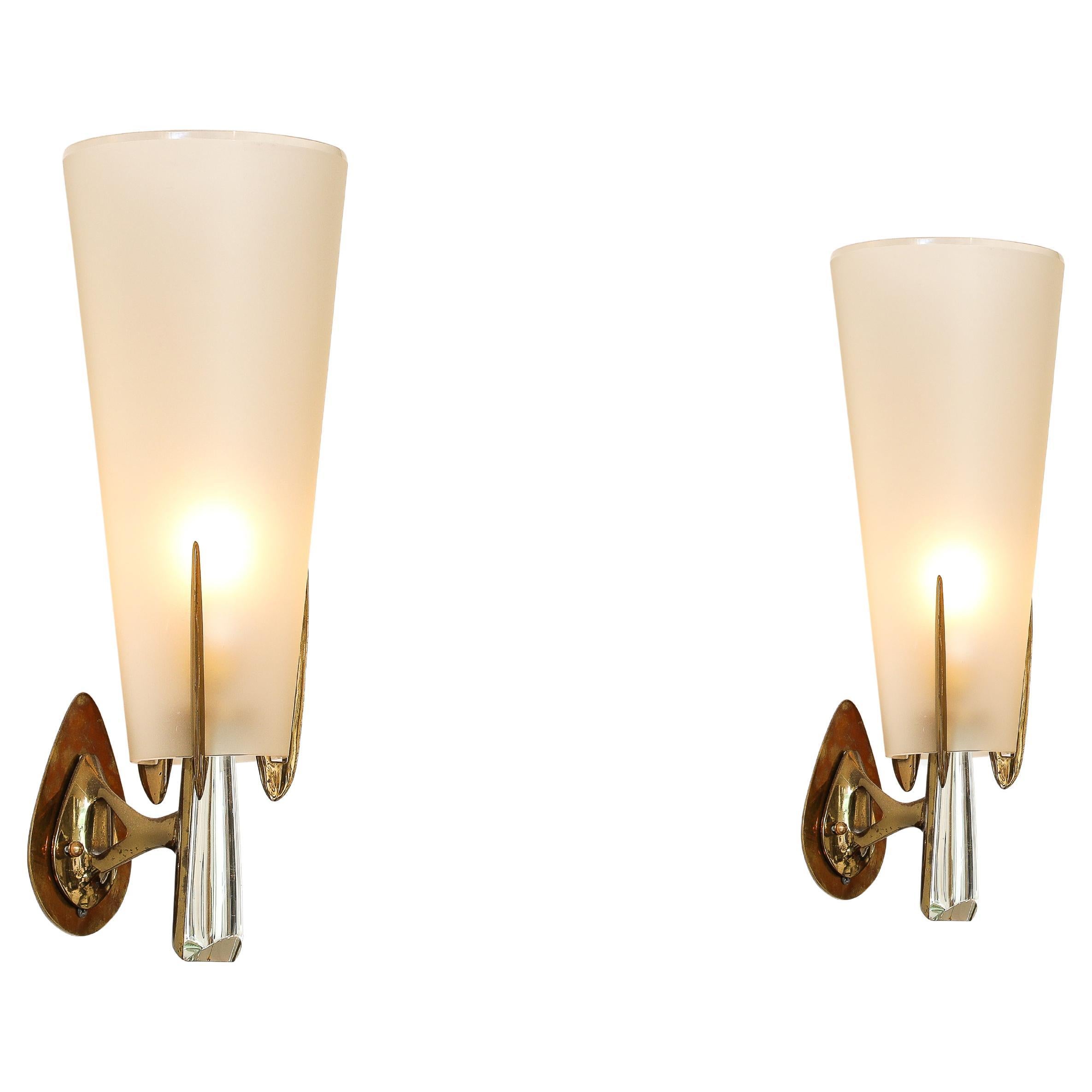 Max Ingrand for Fontana Arte Rare Pair of Sconces