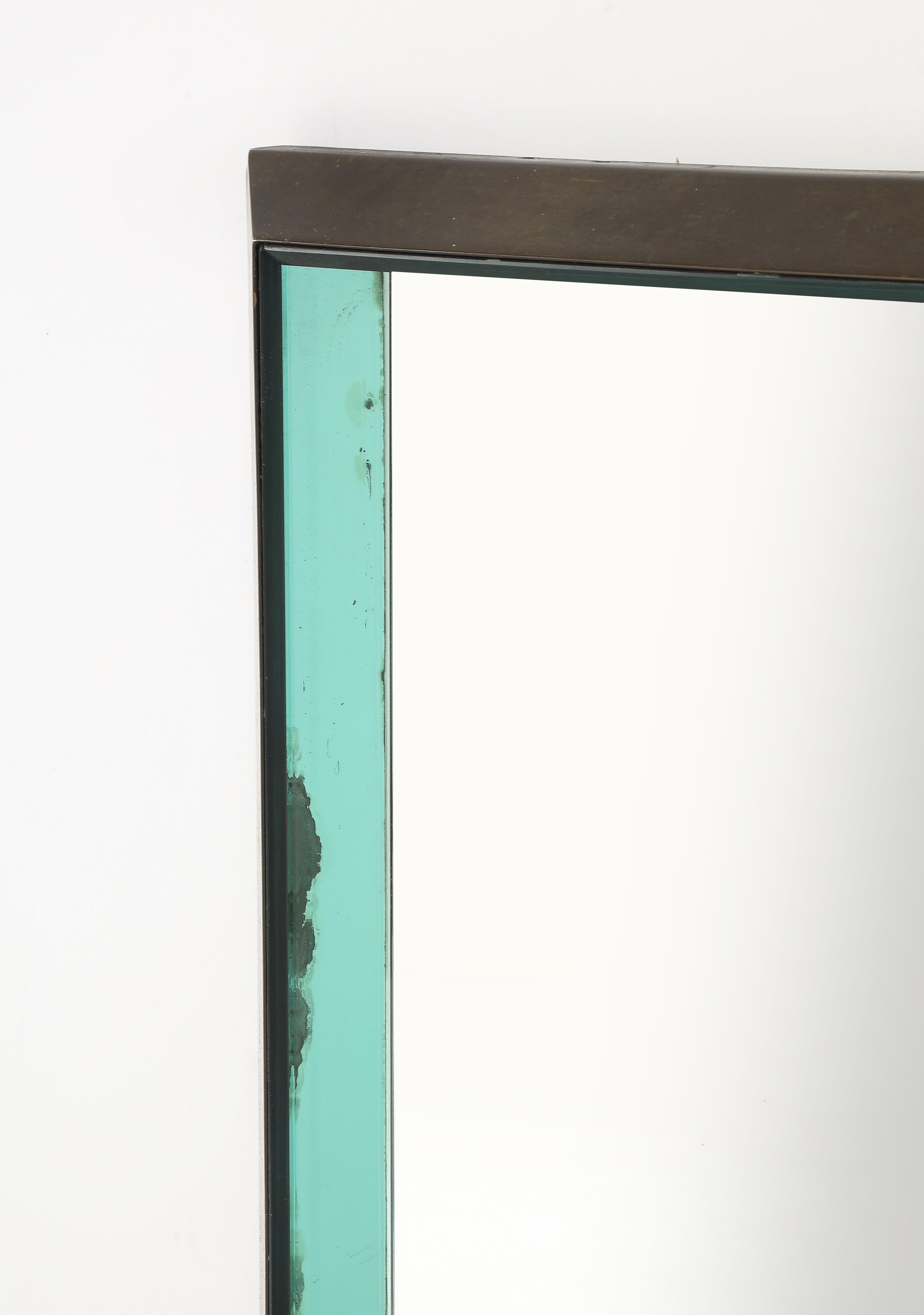 Max Ingrand per Fontana Arte Raro Specchio rettangolare in ottone e vetro Model 2172A In condizioni buone in vendita a New York, NY