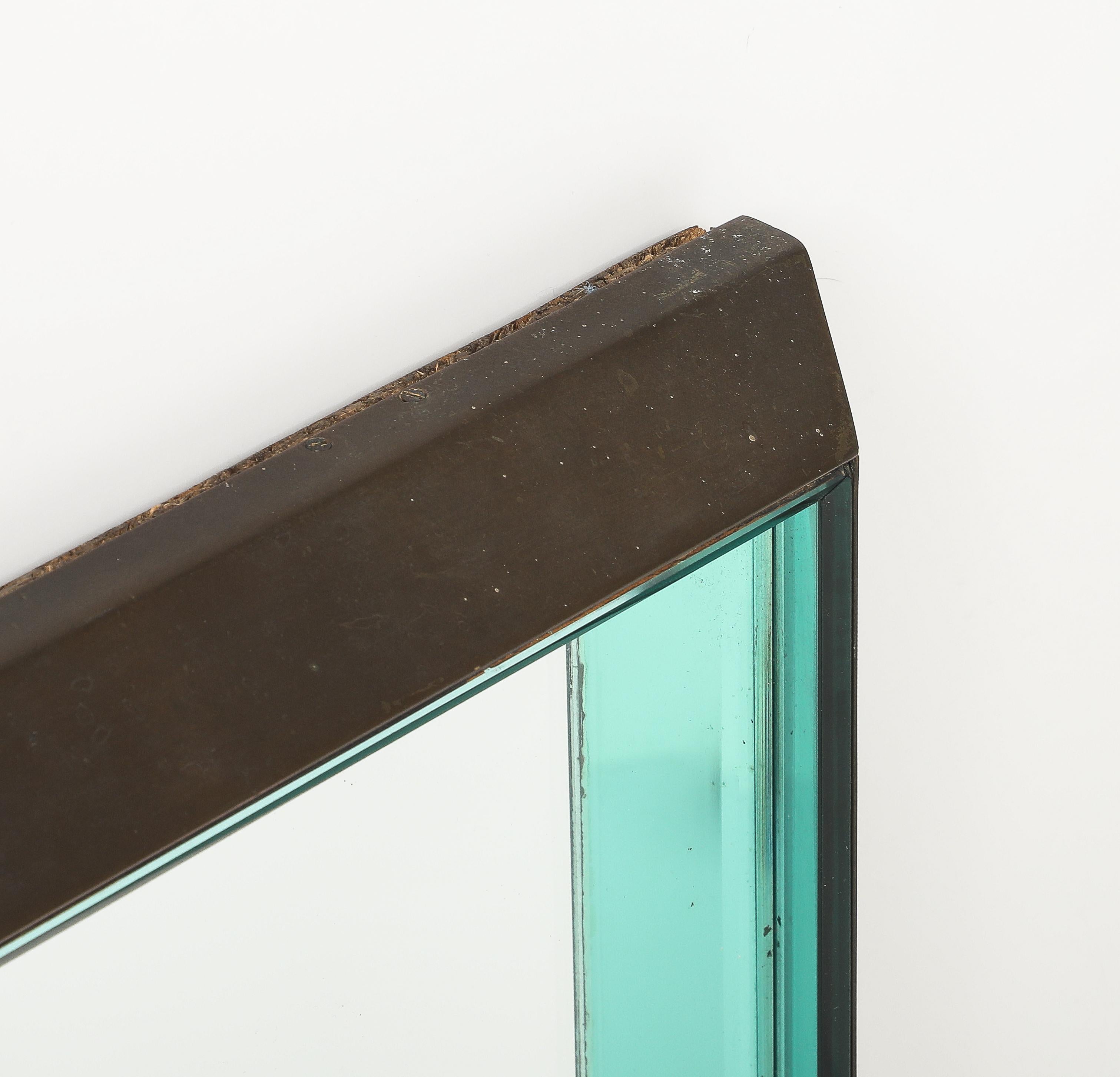 Vetro Max Ingrand per Fontana Arte Raro Specchio rettangolare in ottone e vetro Model 2172A in vendita