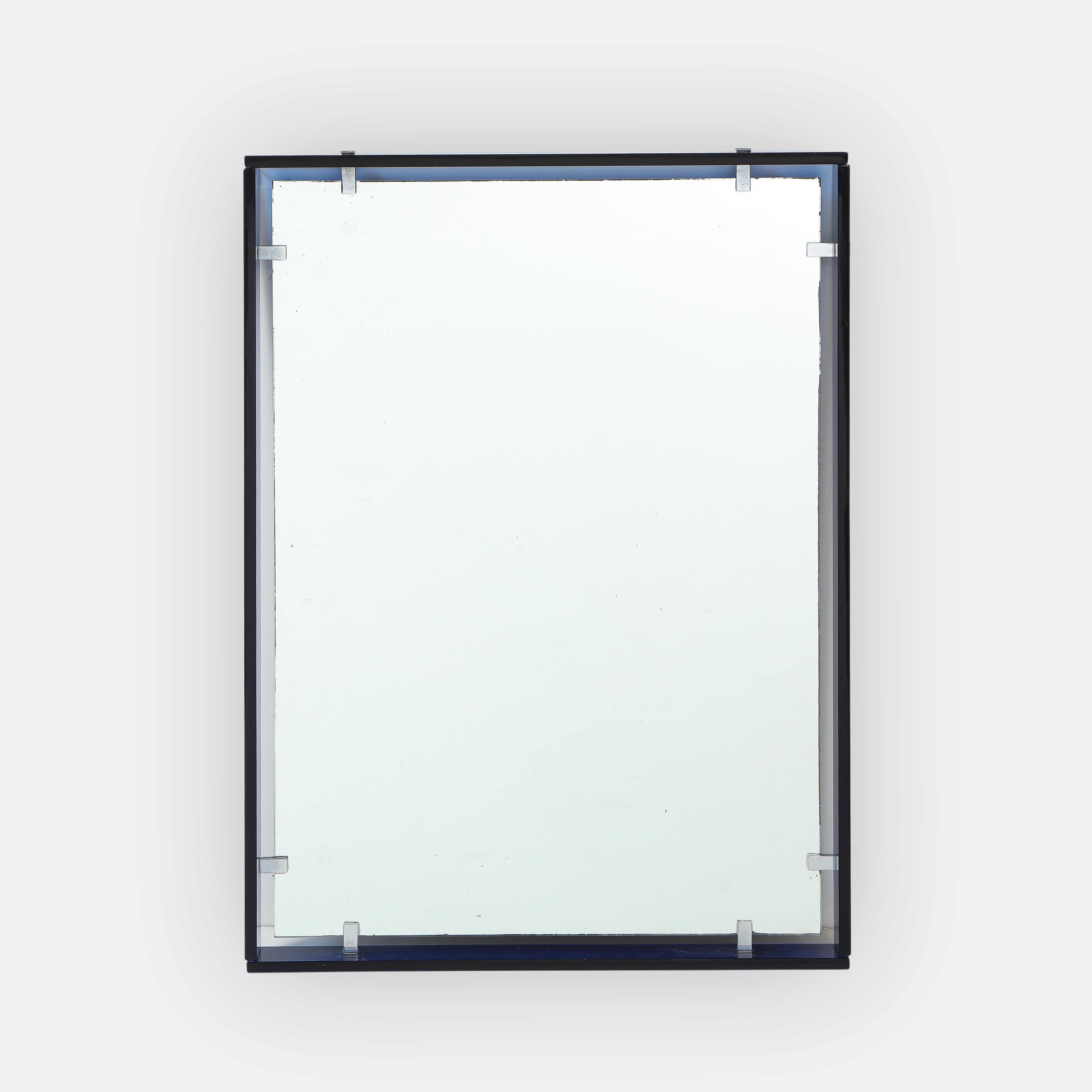 Mid-Century Modern Miroir rectangulaire bleu moderniste Max Ingrand pour Fontana Arte, modle 2014 en vente