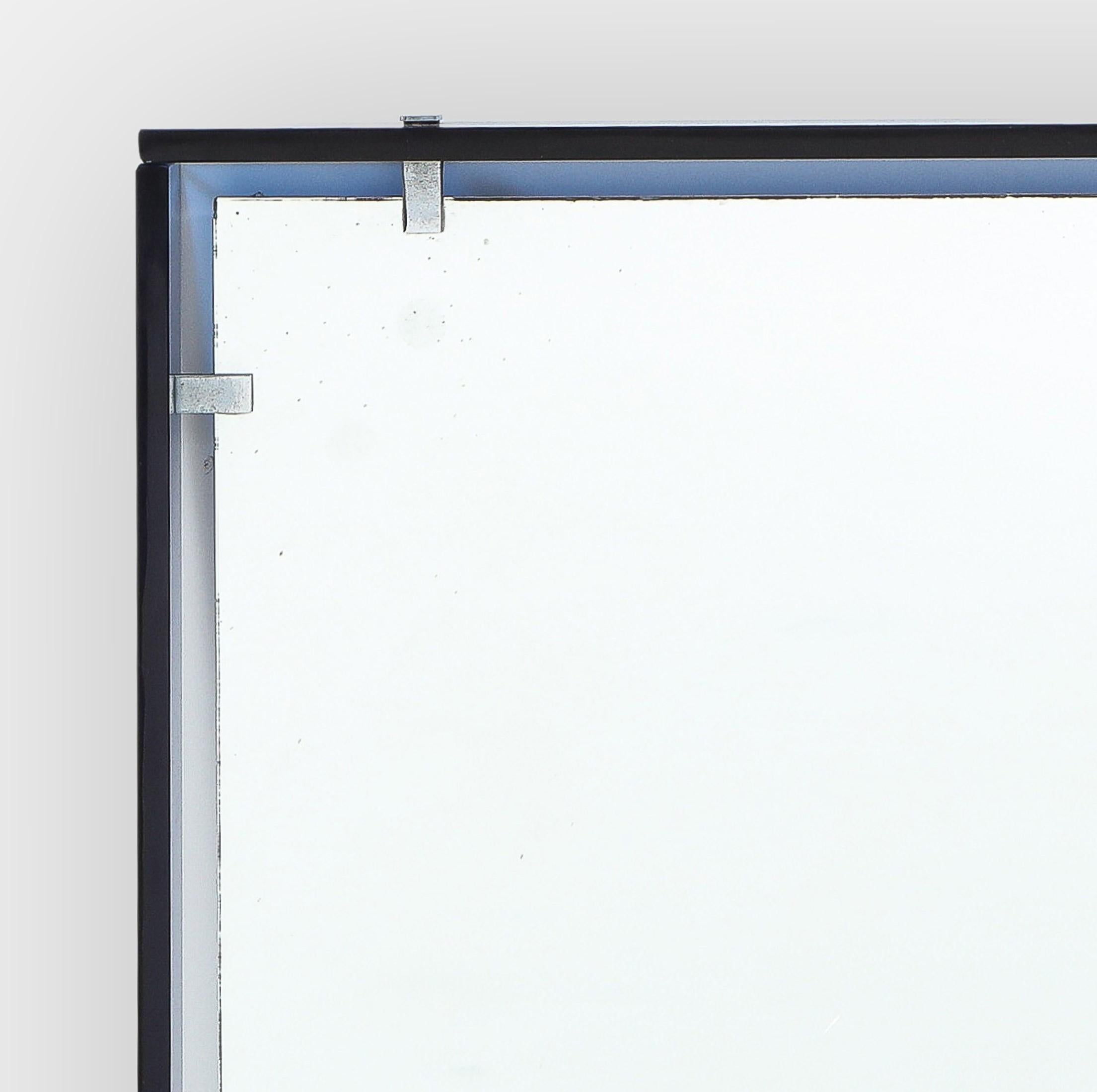 Plated Max Ingrand for Fontana Arte Modernist Rectangular Blue Mirror Model 2014 For Sale