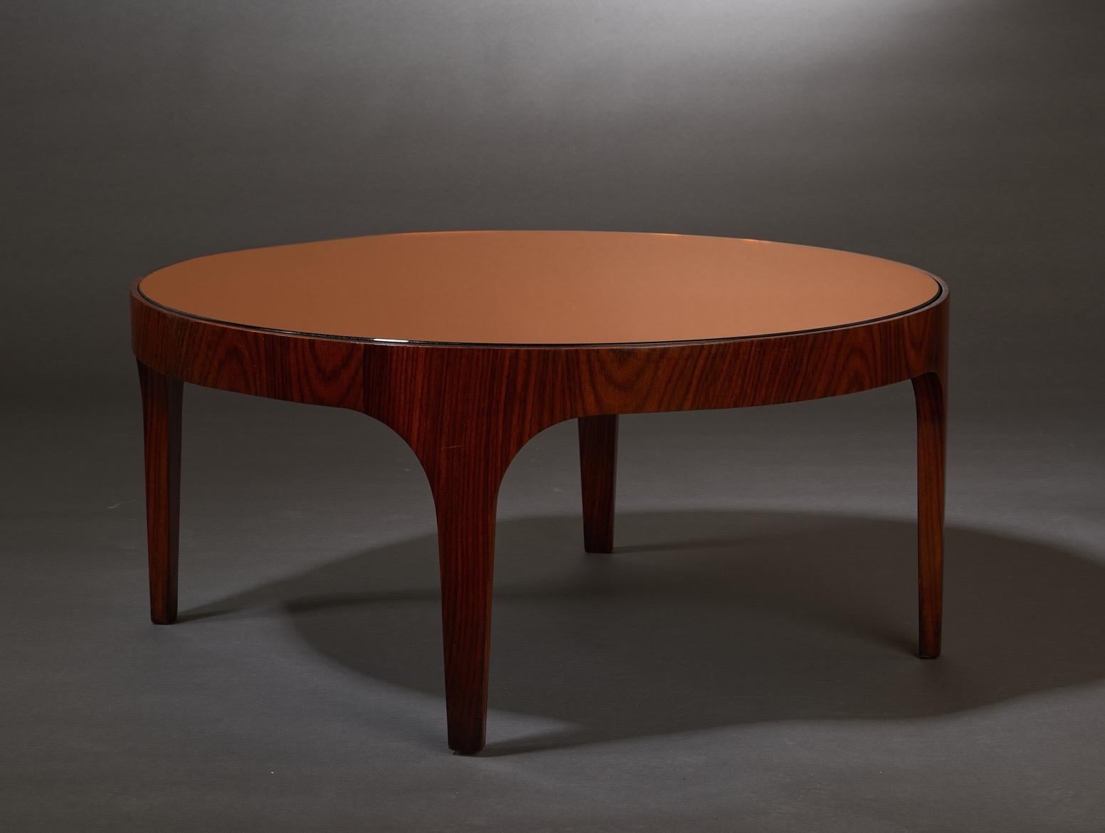 Mid-Century Modern Max Ingrand for Fontana Arte Wood Coffee Table with Mirrored Top, Italy 1960