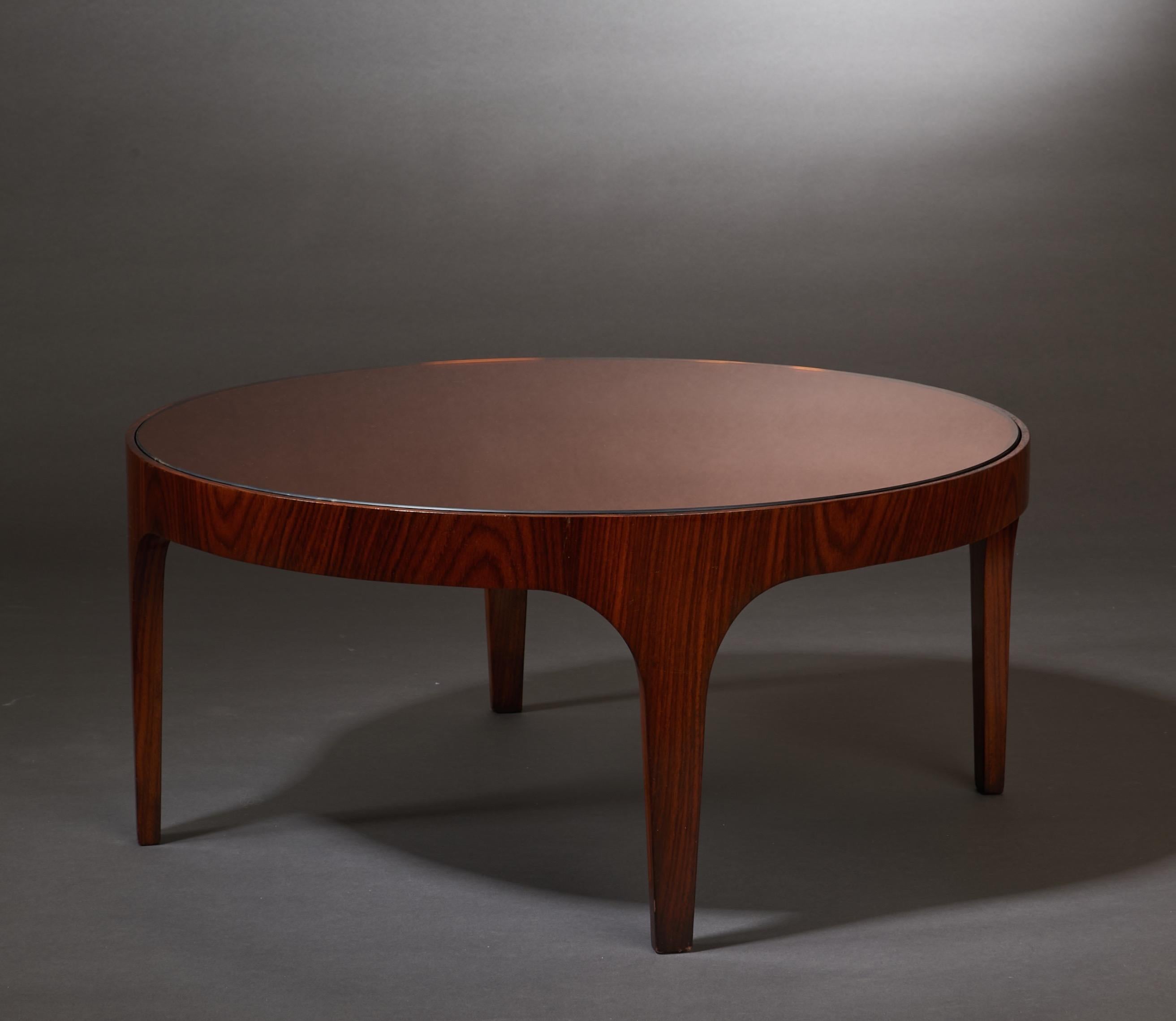 Mid-20th Century Max Ingrand for Fontana Arte Wood Coffee Table with Mirrored Top, Italy 1960