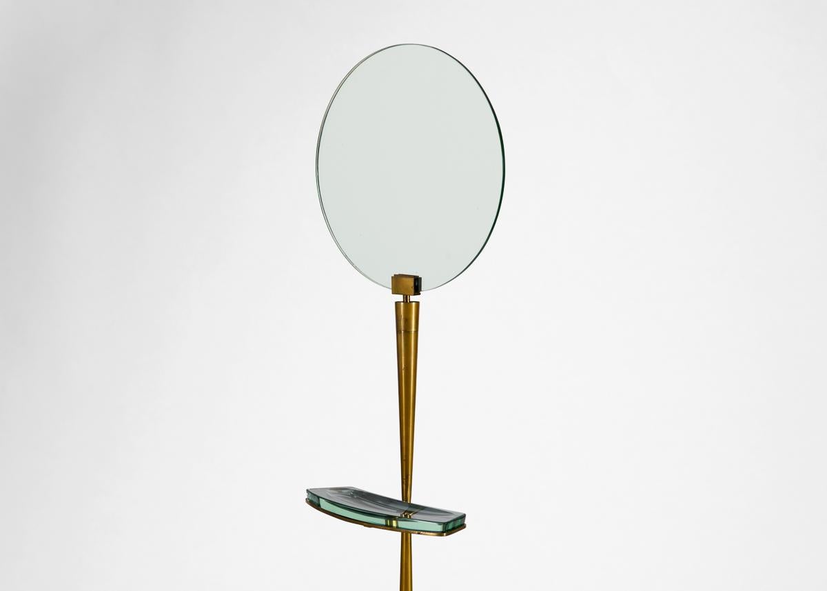 Max Ingrand für Fontana Arte, Runder Make-up-Spiegel, Modell 2248, Frankreich, um 1960 (Moderne der Mitte des Jahrhunderts) im Angebot