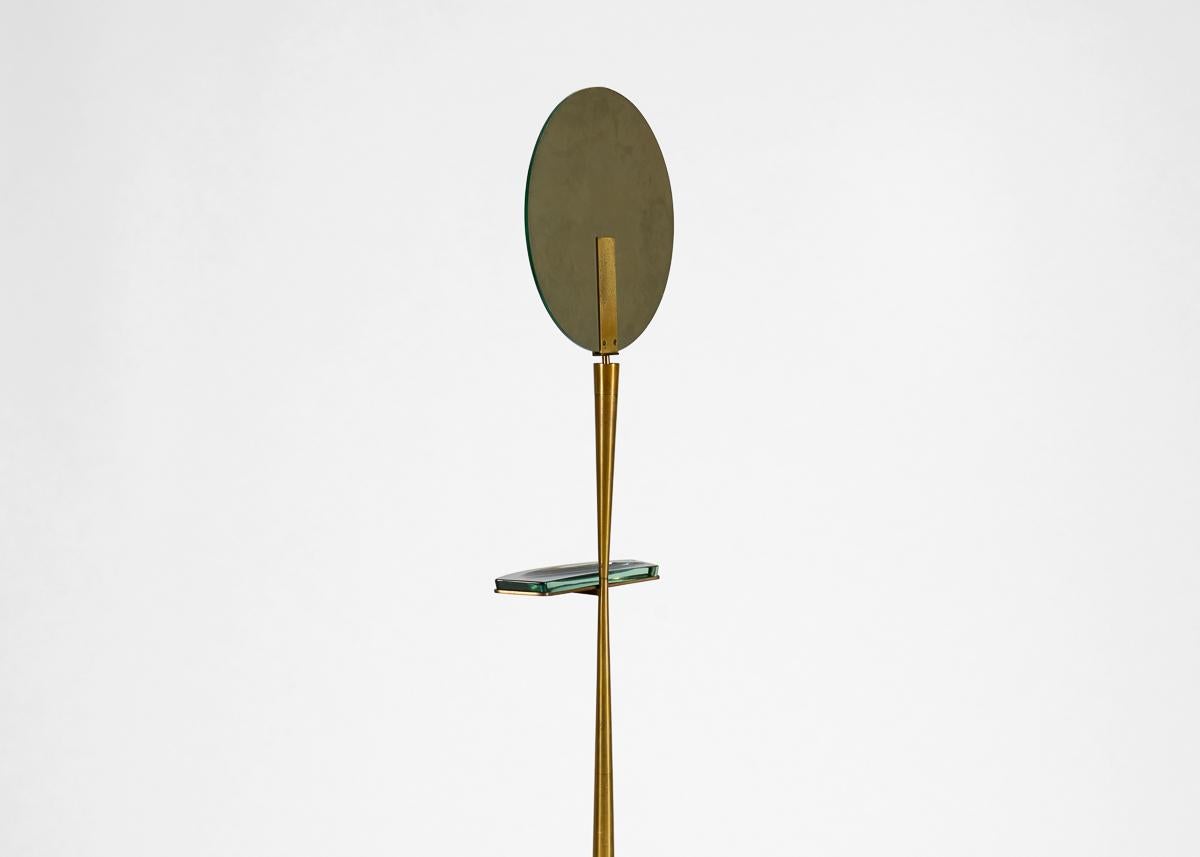Max Ingrand für Fontana Arte, Runder Make-up-Spiegel, Modell 2248, Frankreich, um 1960 (Französisch) im Angebot