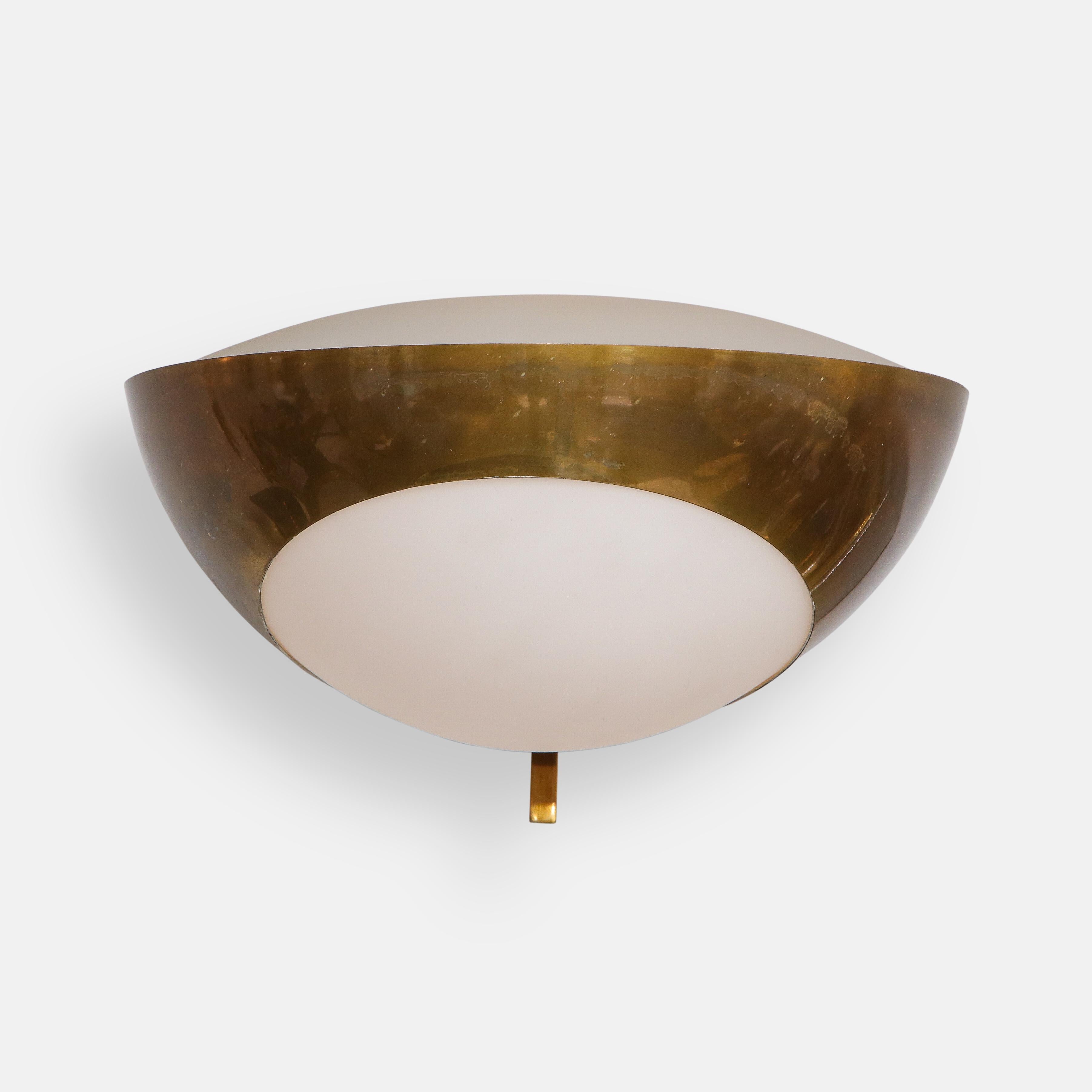 Mid-Century Modern Max Ingrand Rare Pairs of Large Brass and Satin Glass Sconces Model 1963