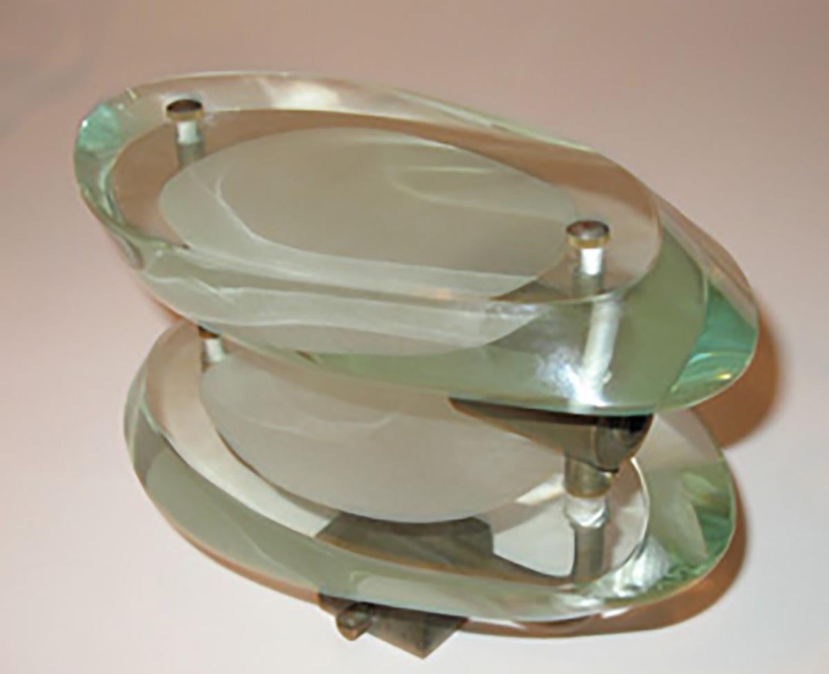 Max Ingrand Four Midcentury Glass Sconces Micro Mod. 2093 for Fontana Arte 1960s 1