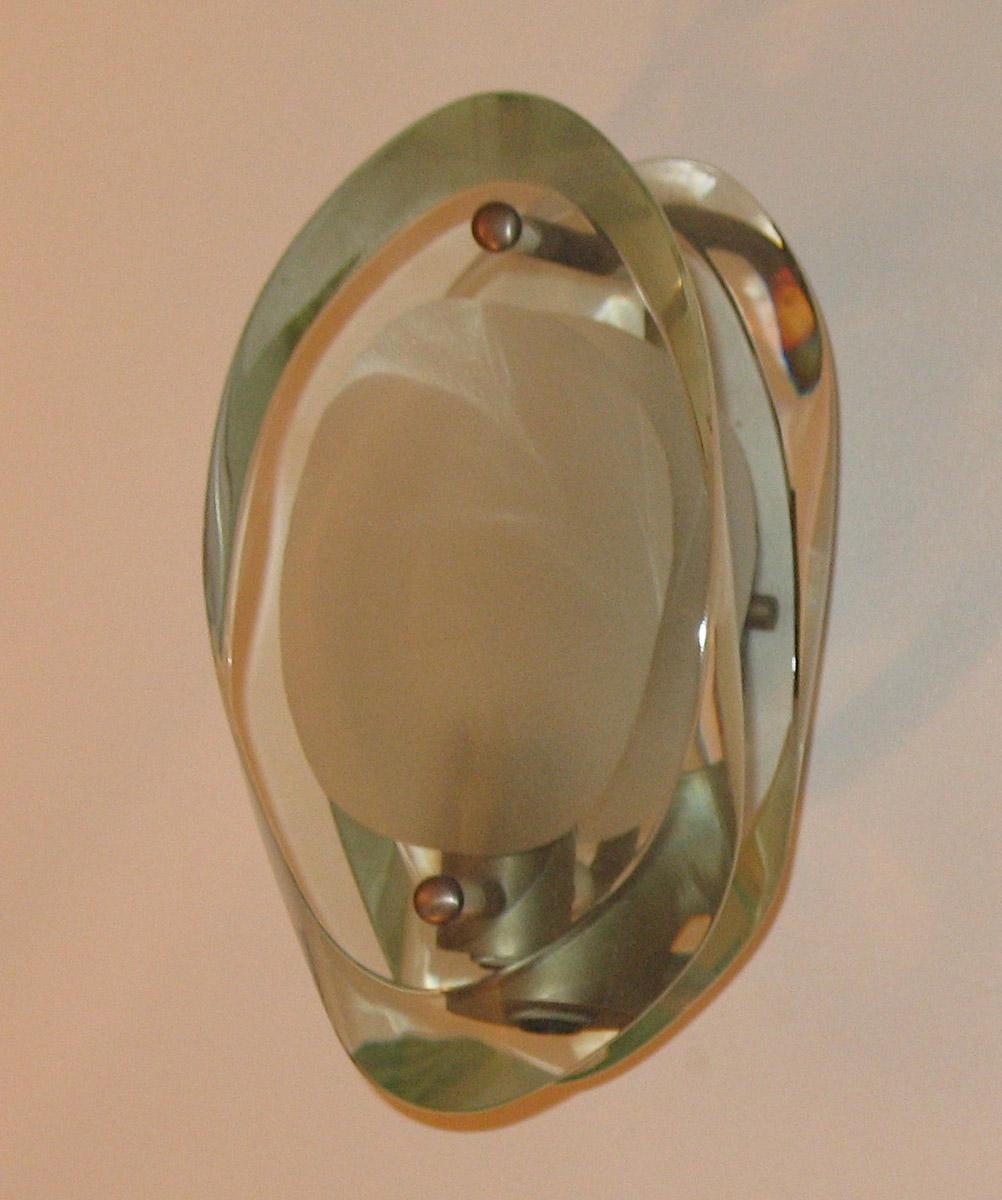 Max Ingrand Four Midcentury Glass Sconces Micro Mod. 2093 for Fontana Arte 1960s 2