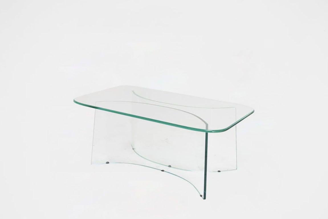 Max Ingrand (1908-1969)
Glass table 
Manufactured by Fontana Arte Italy, 1960
Glass

Measurements
75 cm x 75 cm x 35h cm. 
29.52 in x 29.52 in x 13.77 H in.

Literature
I Quaderni di Fontana Arte n.6

Biography
This famous master