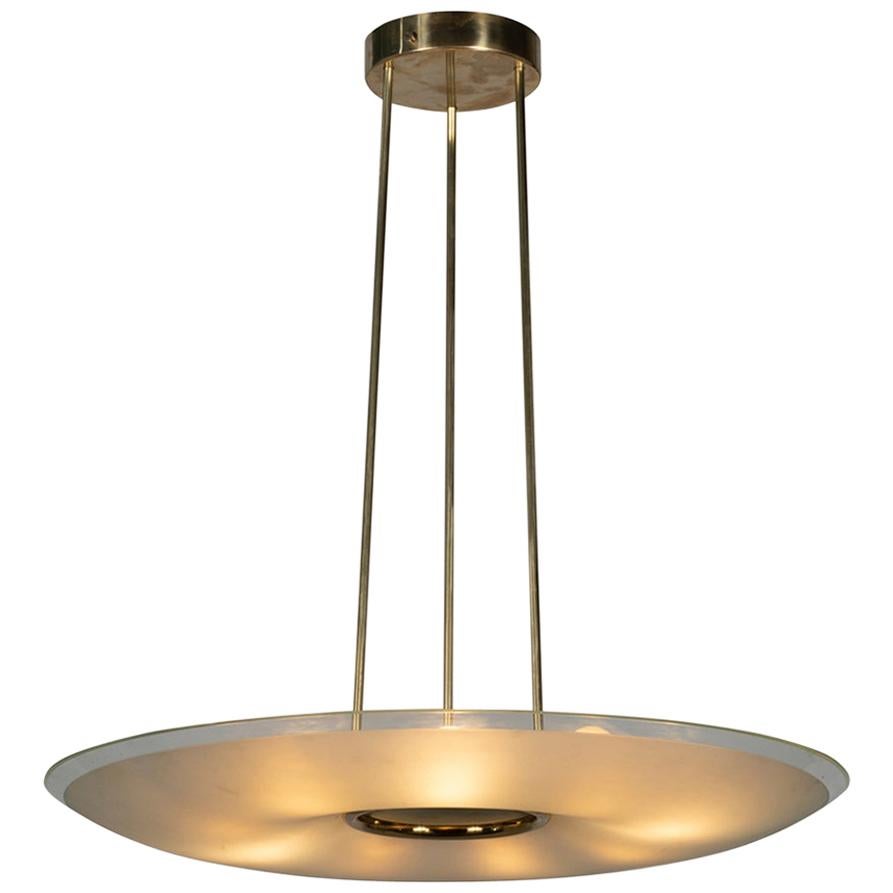 Max Ingrand Italian Design Chandelier circa 1960 Big and Elegant Frosted Glass
