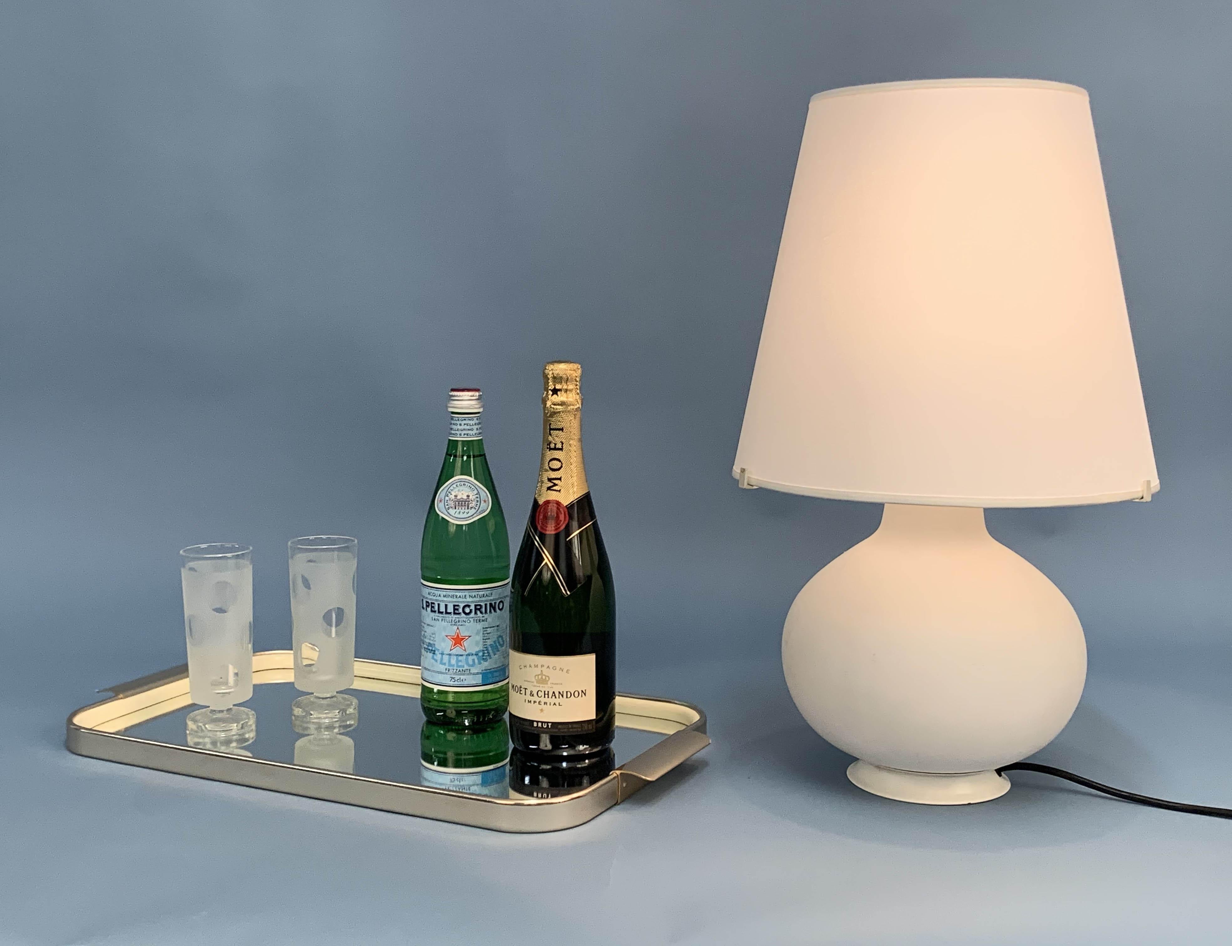 Max Ingrand Midcentury White Opaline Glass Table Lamp for Fontana Arte, 1954 3