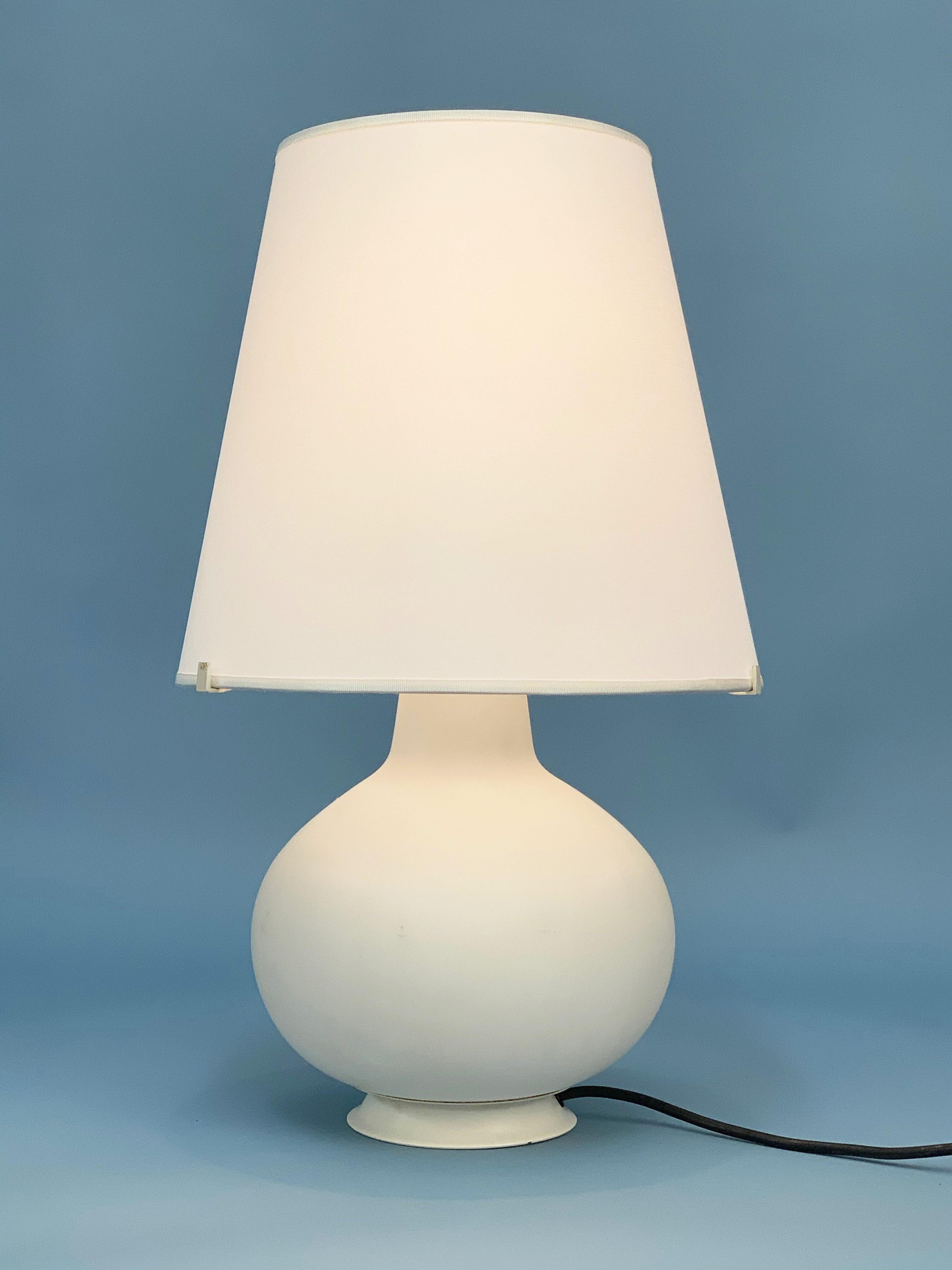 Lacquered Max Ingrand Midcentury White Opaline Glass Table Lamp for Fontana Arte, 1954