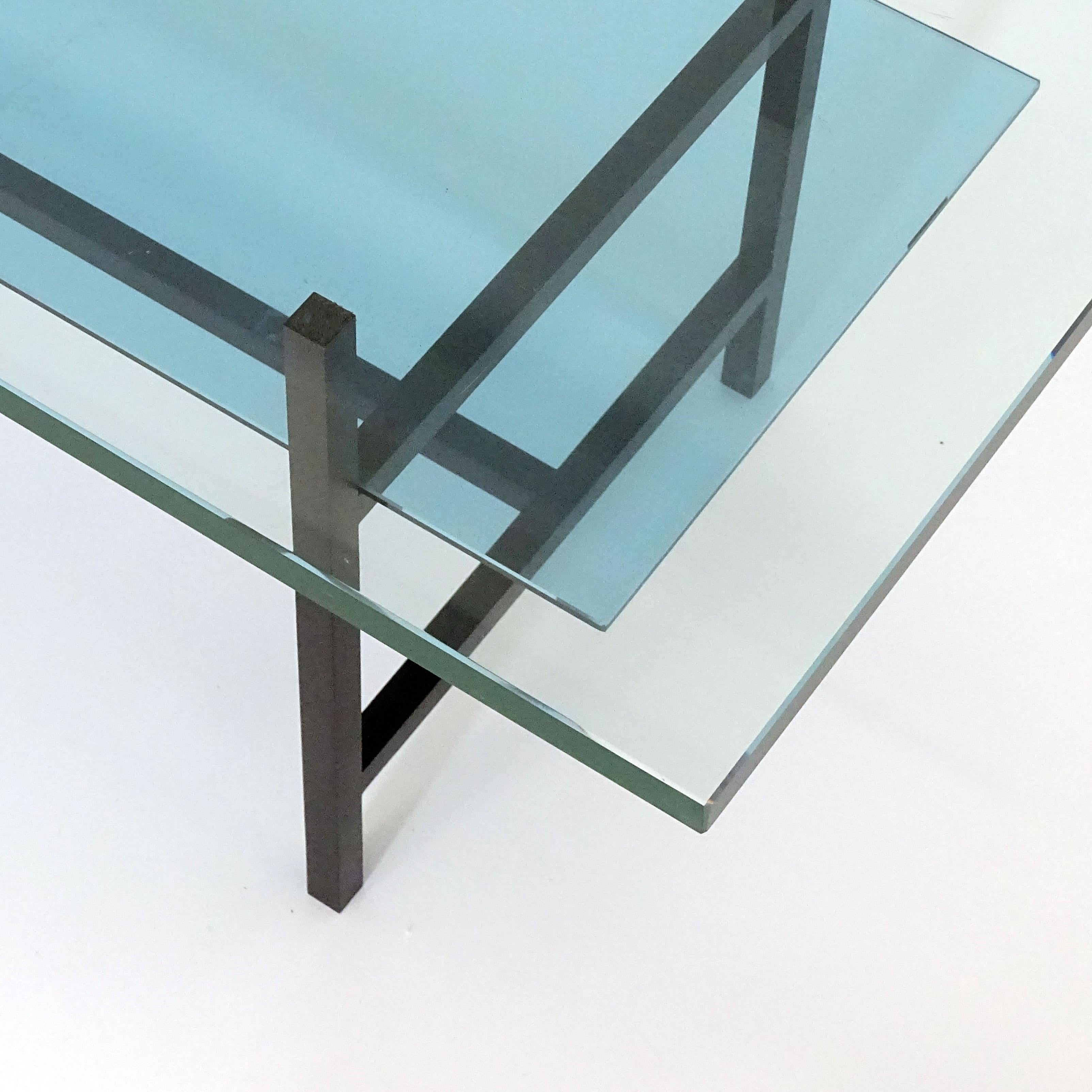 Milieu du XXe siècle Table basse minimaliste à deux niveaux Max Ingrand pour Fontana Arte, Italie, années 1960 en vente