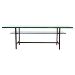 Mesa de centro minimalista de dos niveles Max Ingrand para Fontana Arte, Italia Años 60