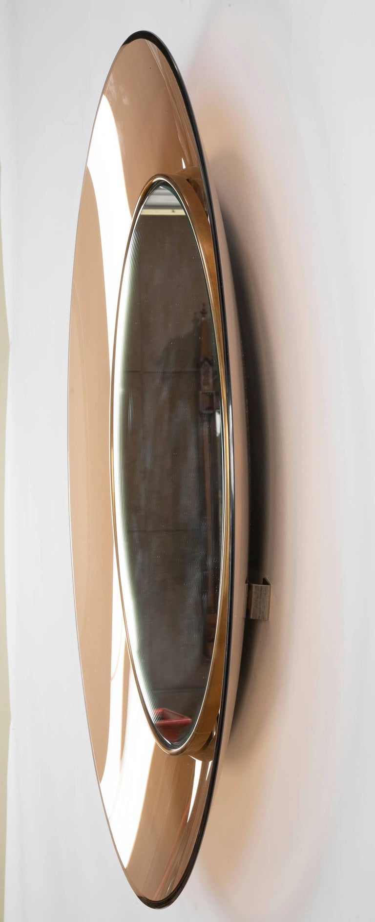 Italian Max Ingrand Mirror for Fontana Arte with Peach Glass Surround