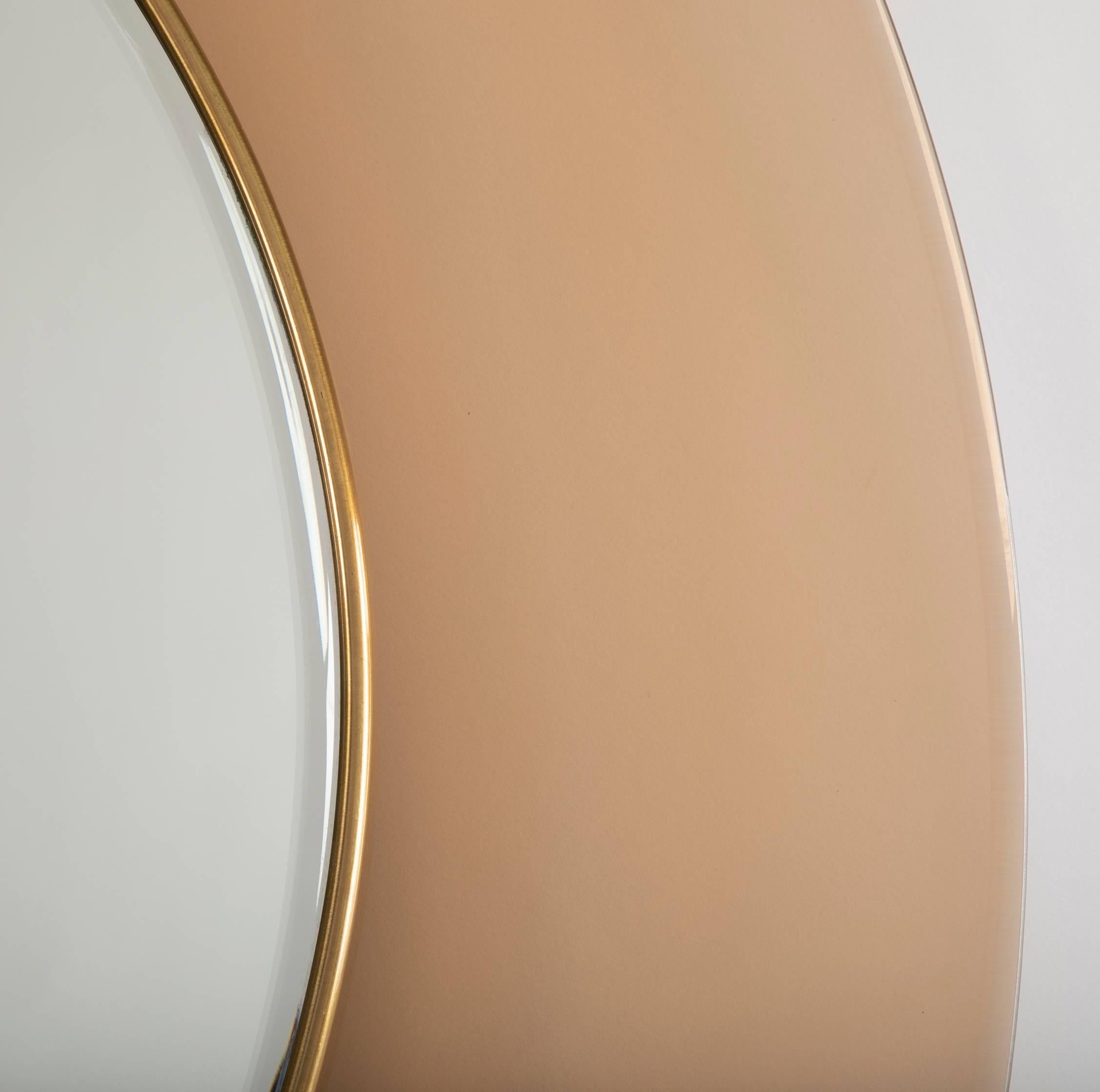 Max Ingrand Mirror for Fontana Arte with Peach Glass Surround In Good Condition In Stamford, CT